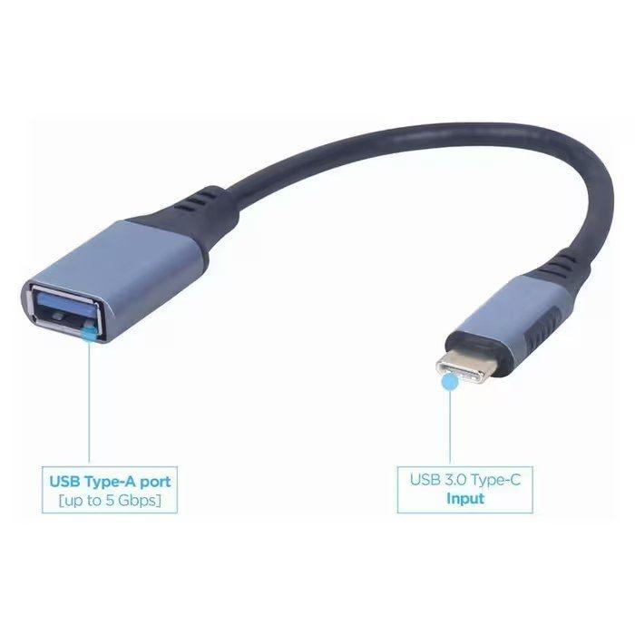 Adaptador USB-C para USB-A GEMBIRD A-USB3C-OTGAF-01 (15 cm - Preto), miniatura 3