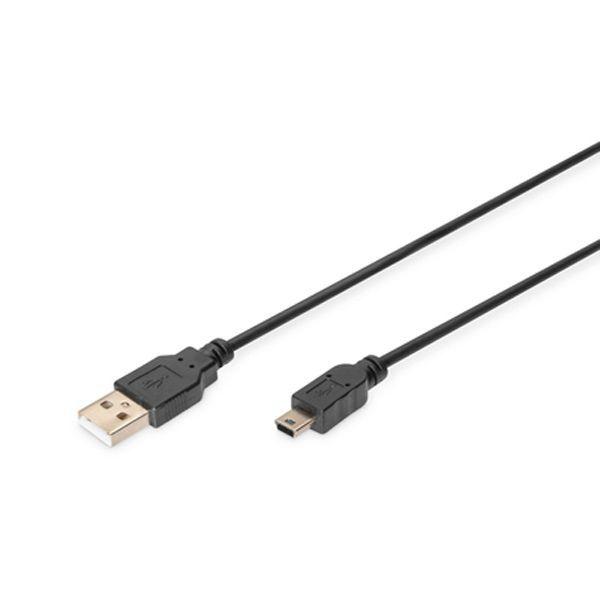 Cabo USB DIGITUS AK-300130-030-S (3 m - USB-A macho - Mini-USB B macho, 5 pinos - Preto)