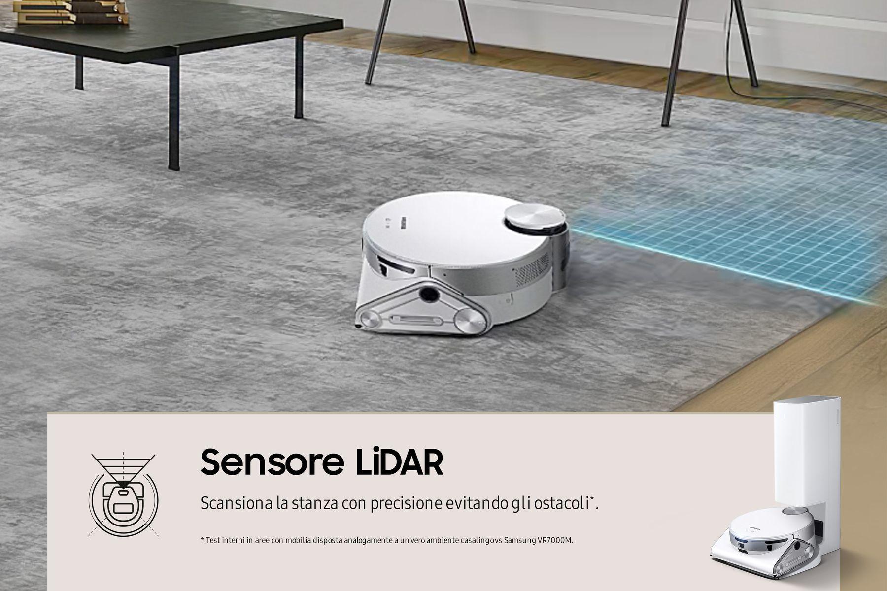 Robot Aspirador SAMSUNG Jet Bot AI+ VR50T95735W/WA (Altura 13,65 cm - 90 min - 0,2 l - Prateado e Branco), miniatura 6