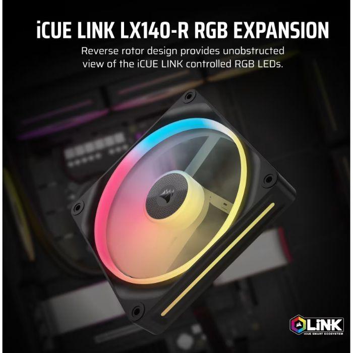 Ventoinha para Caixa de PC CORSAIR iCUE LINK LX140-R RGB (Preto), miniatura 2