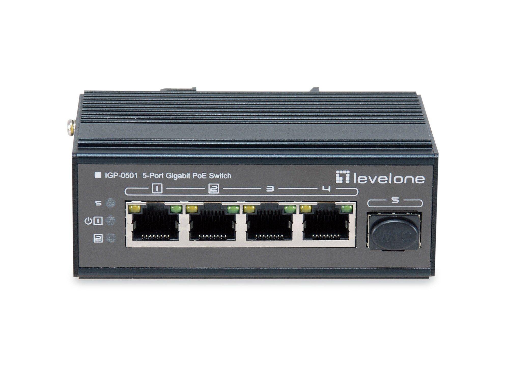 Switch de Rede LEVELONE IGP-0501 (4x RJ45 Gigabit Ethernet - Gigabit Ethernet - 10/100/1000 Mbps - Preto), imagem 1