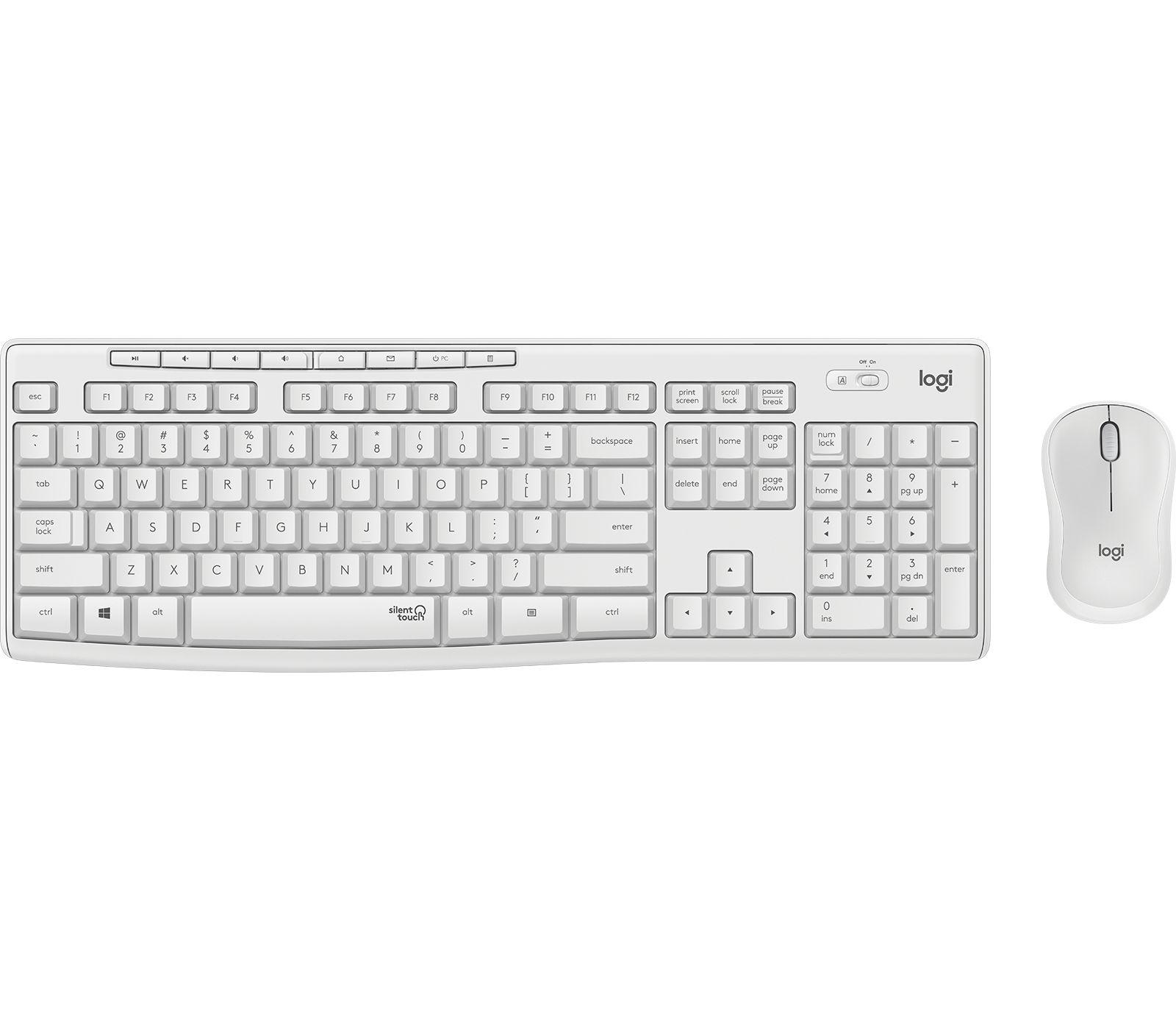 Conjunto Teclado e Rato LOGITECH MK295 Silent (Espanhol - Tamanho completo - RF Wireless - Branco)