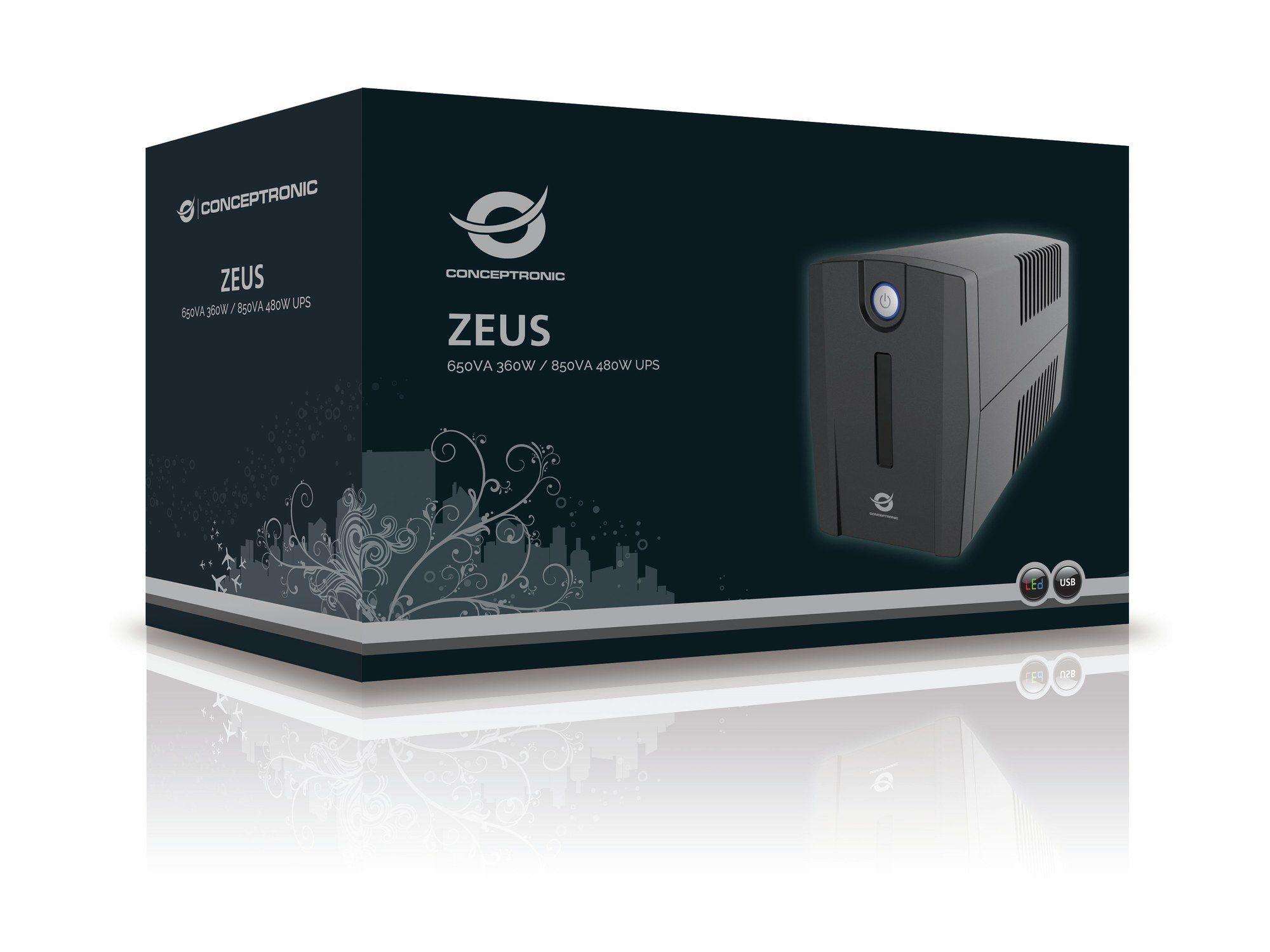 UPS Line-Interactive CONCEPTRONIC ZEUS01ES (Cabo USB - Tipo F - Preto), miniatura 3