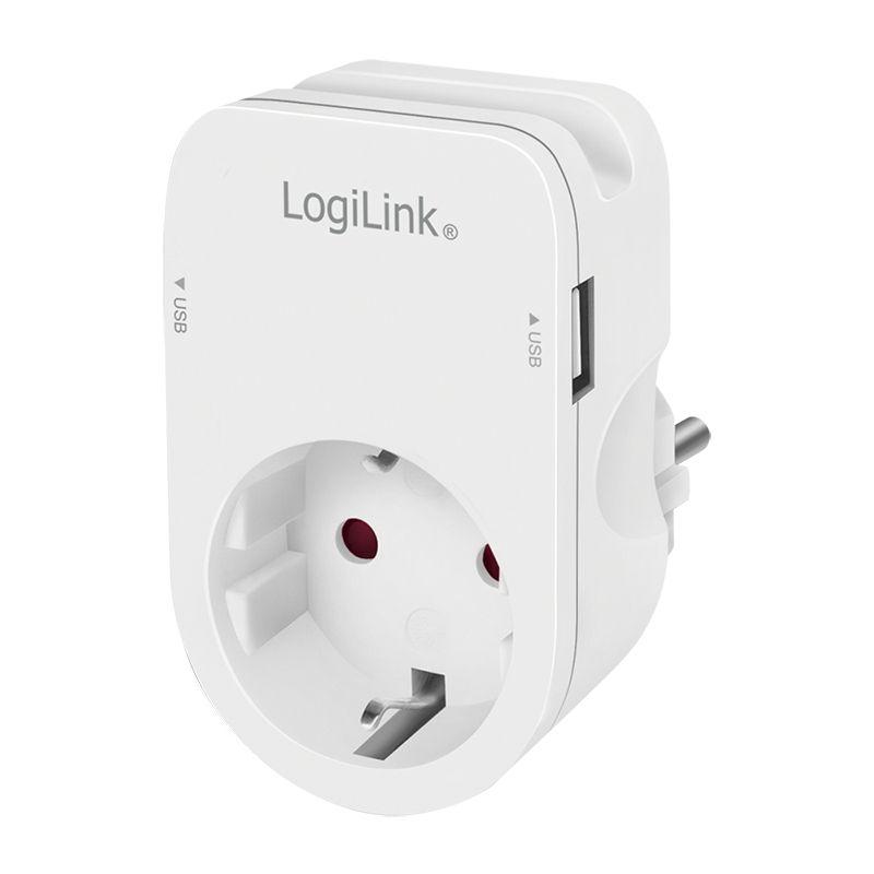 Adaptador de Tomada LOGILINK PA0247 (USB-A - Tipo F - Branco)