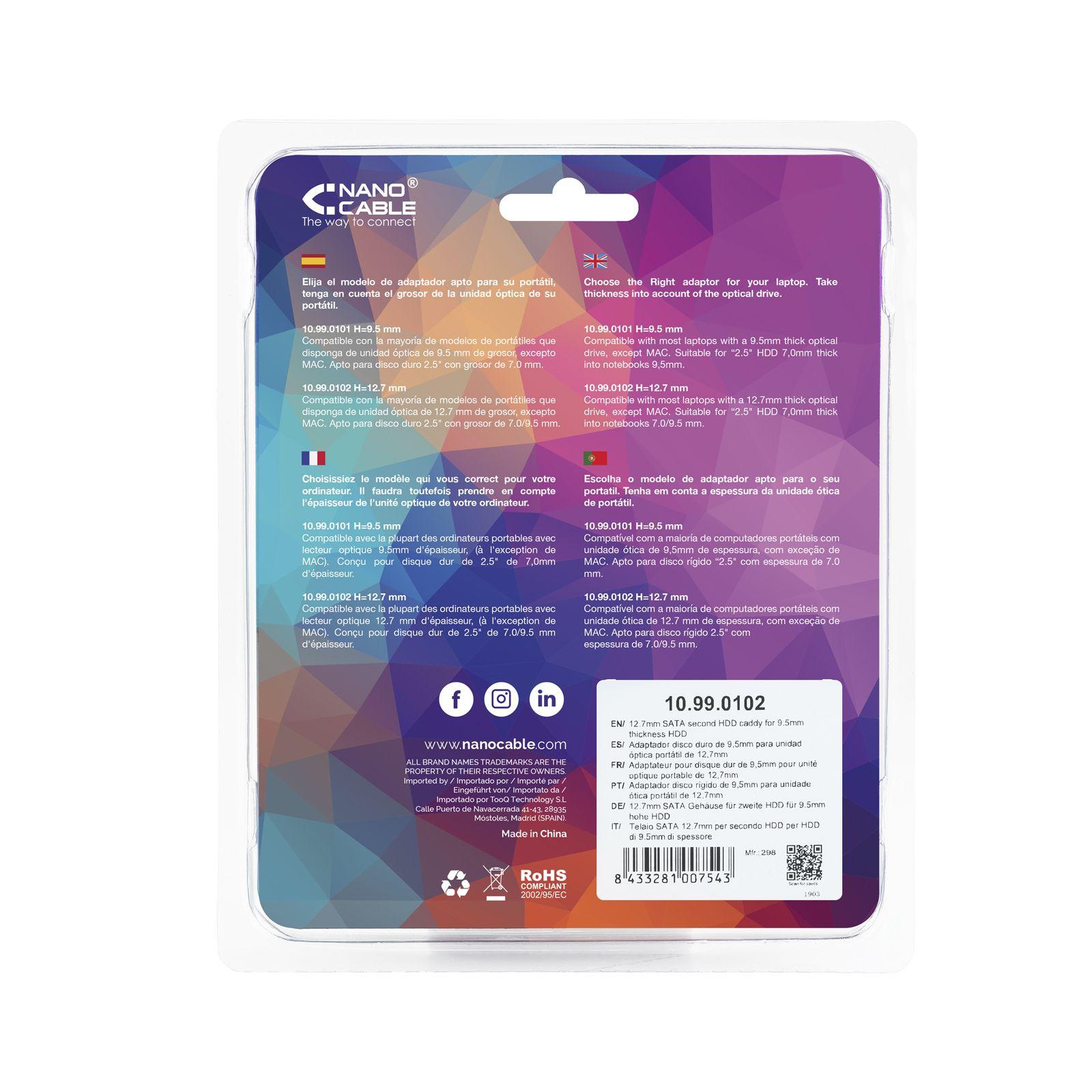 Adaptador de Disco SATA 2,5 pol. NANOCABLE 10.99.0102 (Preto e Prateado), miniatura 4