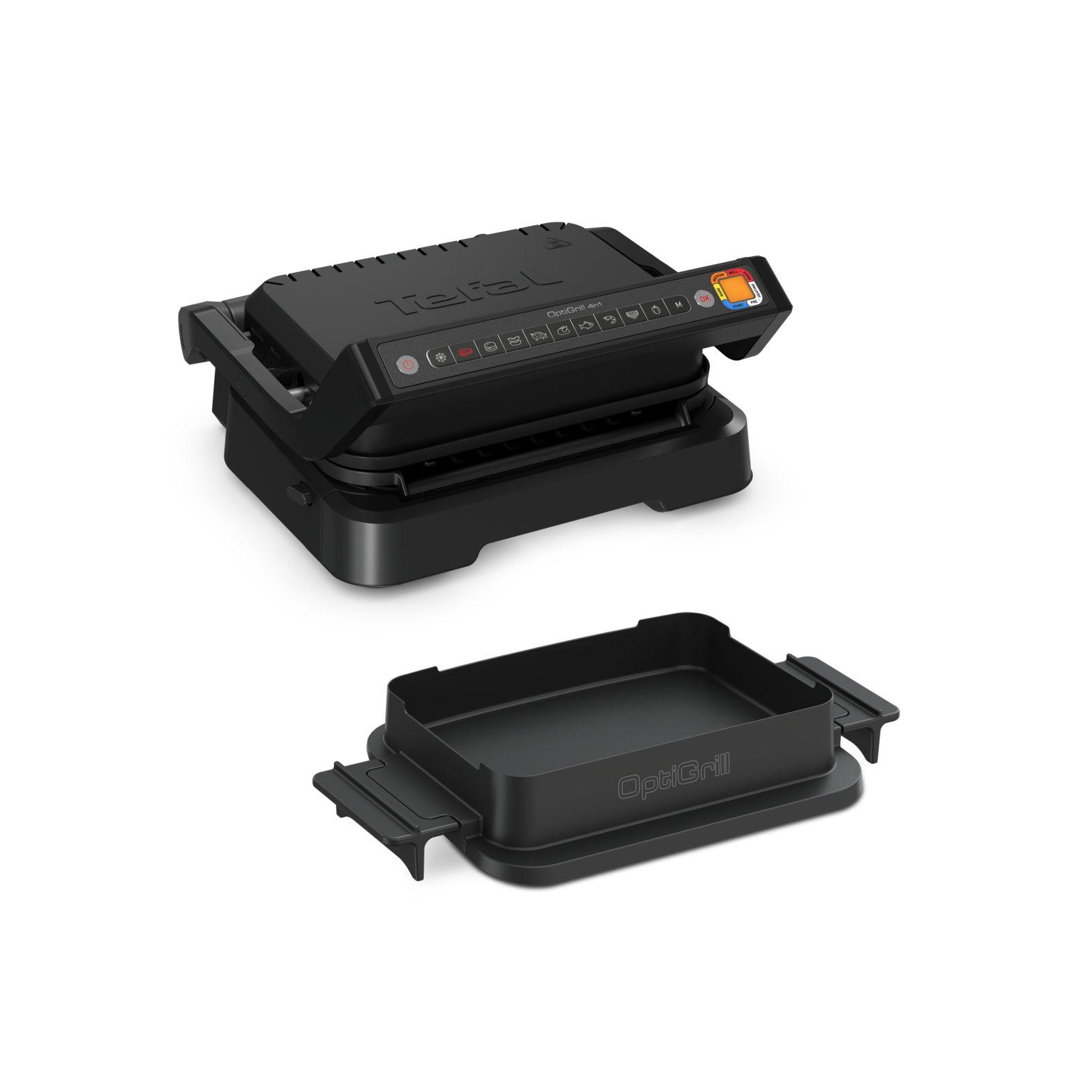 Grelhador de Contacto TEFAL OptiGrill 4-in-1 GC7748 (Altura 18,9 cm - Preto)