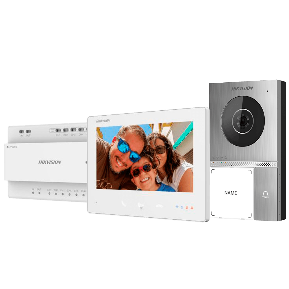 Kit de Videoporteiro HIKVISION DS-KIS705EY (2 Fios HD - Wi-Fi - Prateado/Branco)
