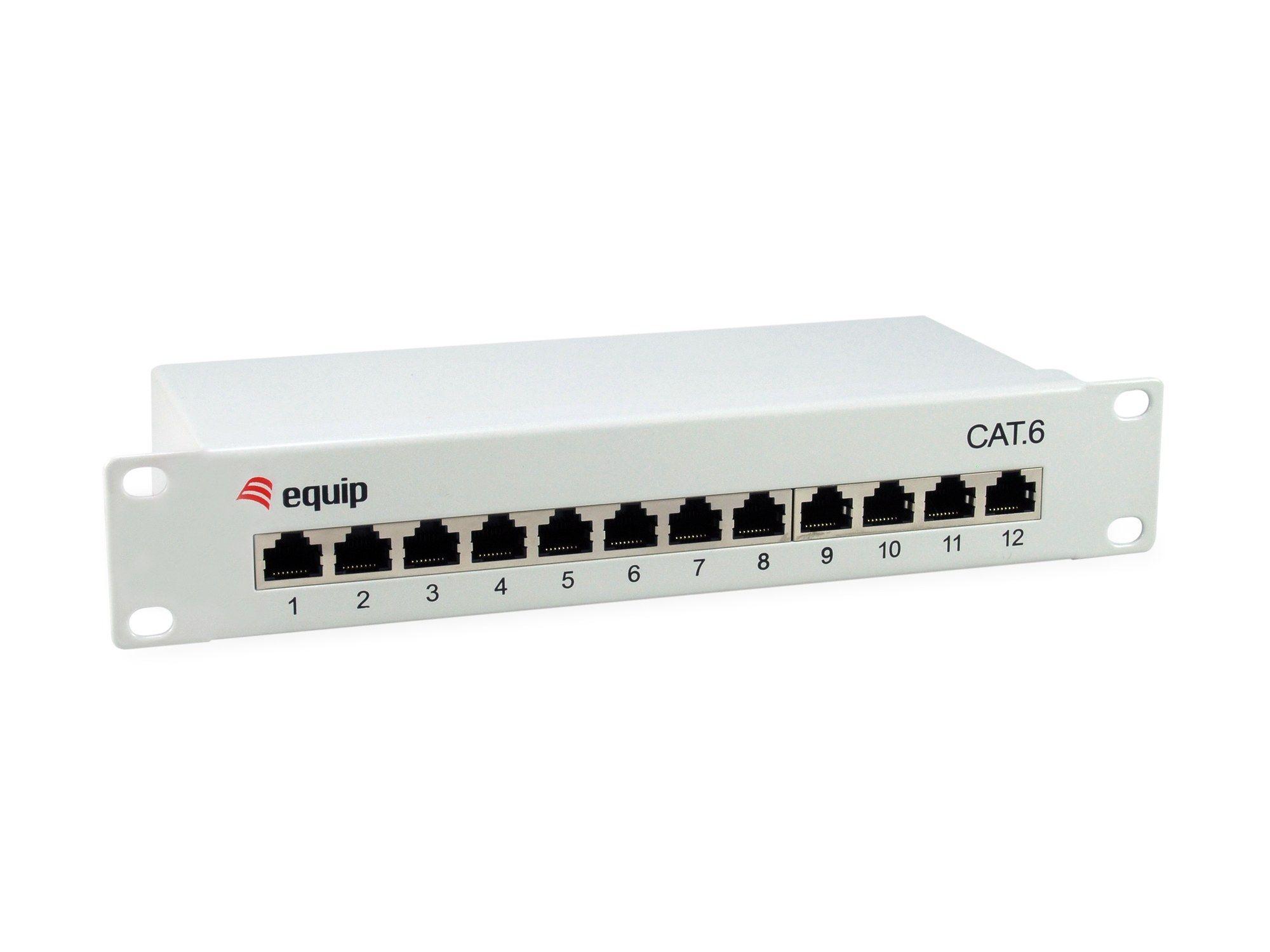 Painel de Patch EQUIP 208014 (12 Portas - RJ-45 Cat6 - 1U - 10" - Cinzento)