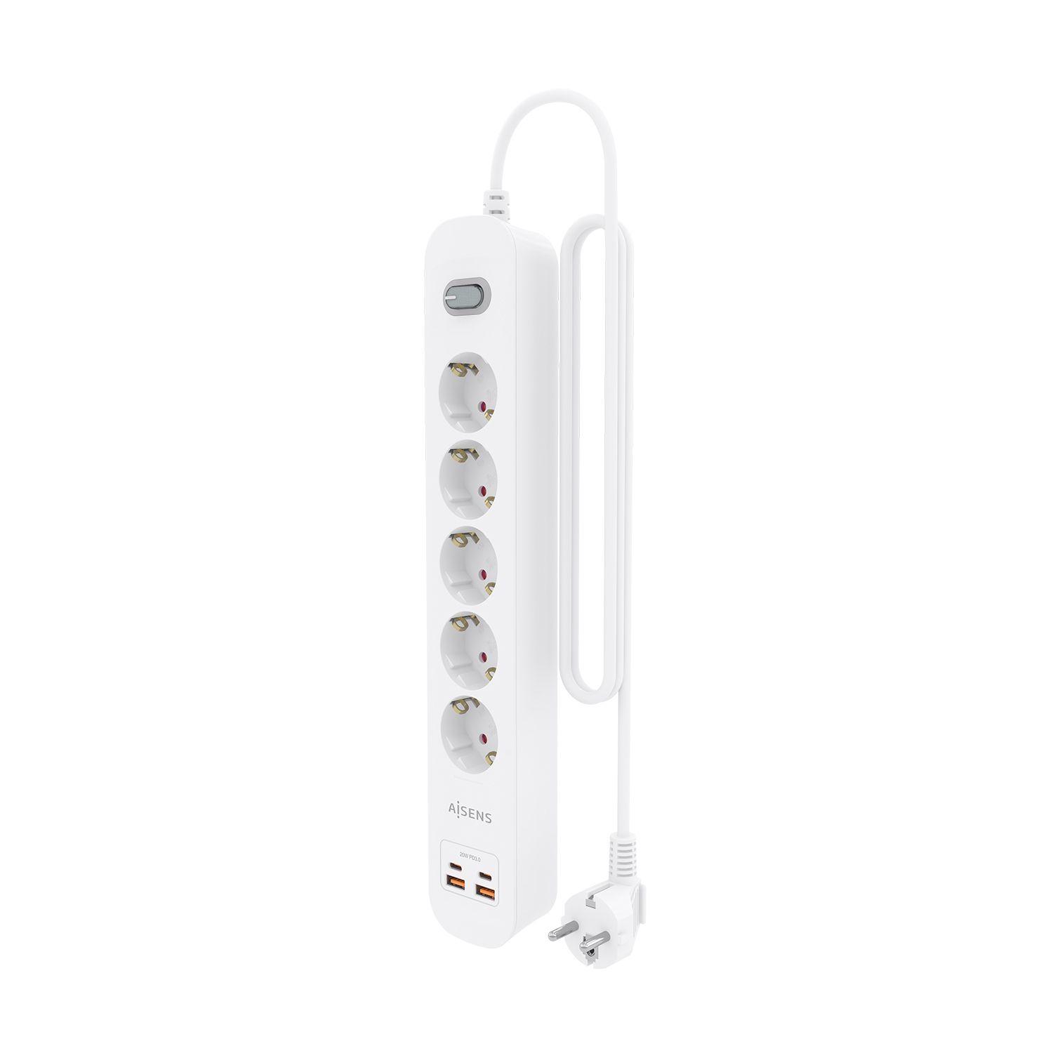 Bloco de Tomadas AISENS ASPS-2A2C14-W (Cobre - Branco), miniatura 3