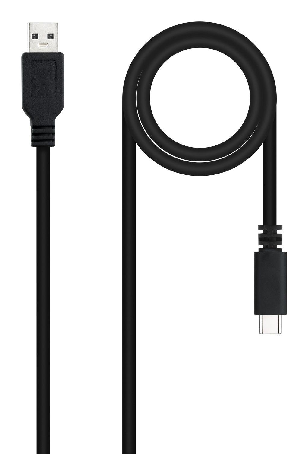 Cabo USB-C para USB-A NANOCABLE 10.01.2102 (2 m - 2 x USB A - USB C - Preto)