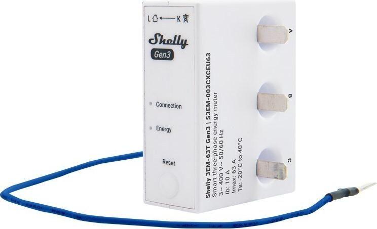 Medidor de Energia SHELLY 3EM-63T Gen3 (3 Canais - Calha DIN)