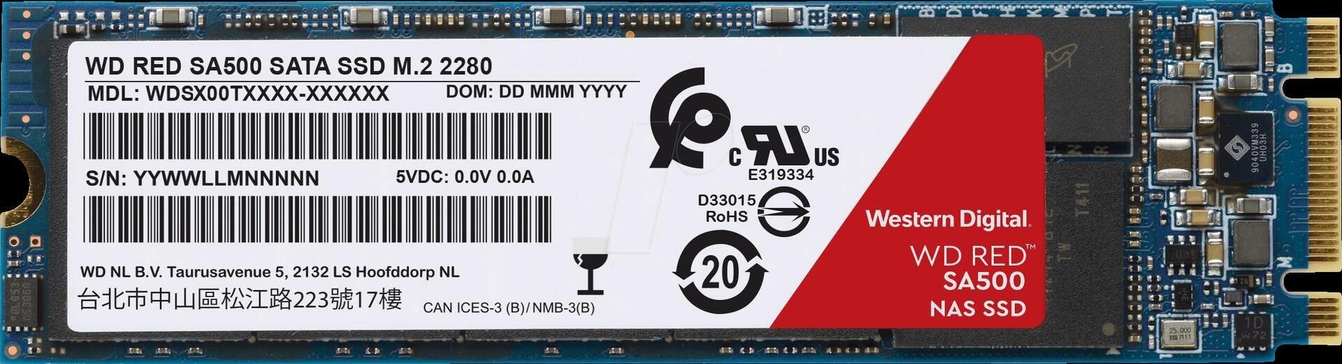 SSD WESTERN DIGITAL Red SA500 WDS200T1R0B (2 TB - M.2 2280 - Serial ATA III - Vermelho)