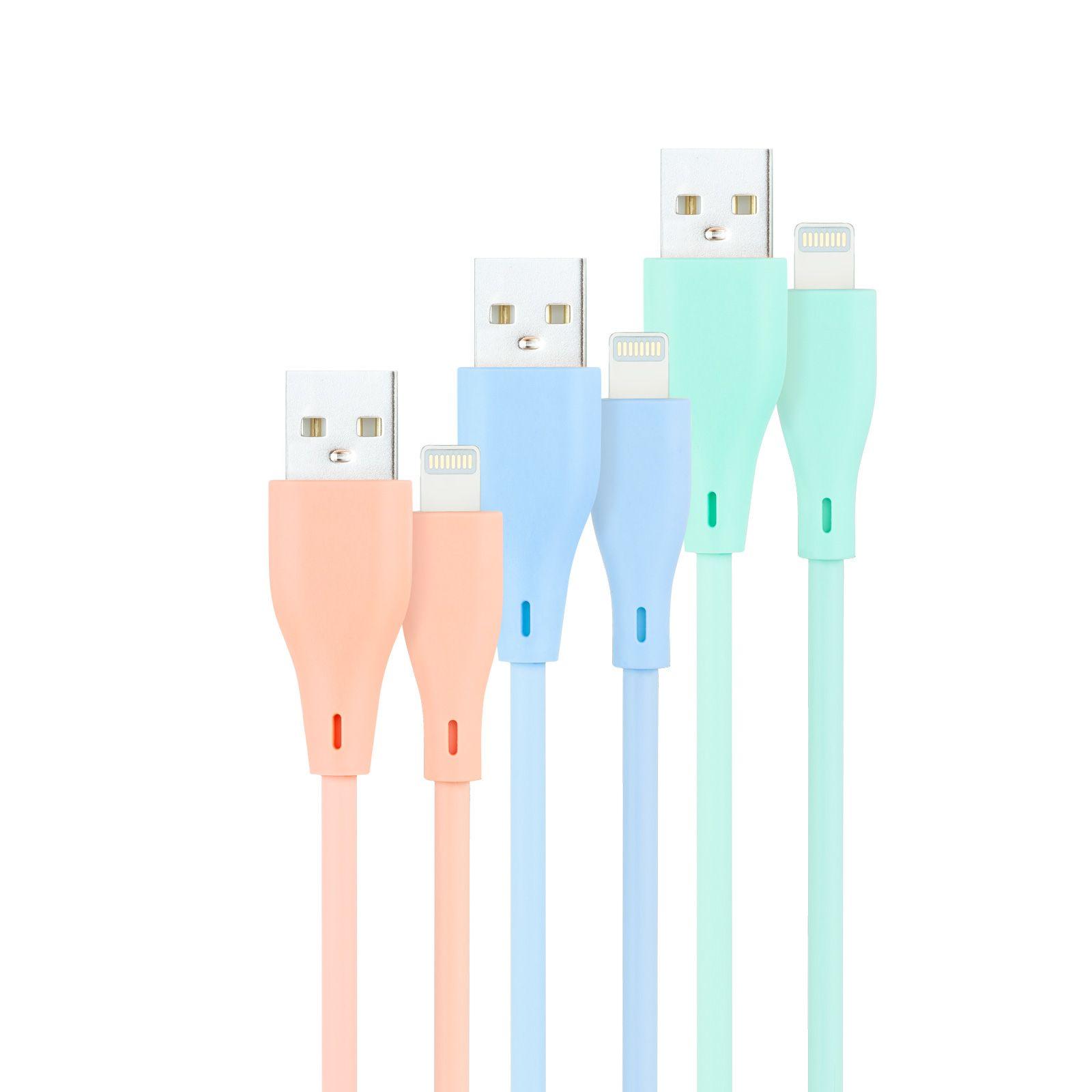 Conjunto de 3 Cabos NANOCABLE 10.10.0401-A1 (1 m - USB A - Azul, Verde e Rosa)