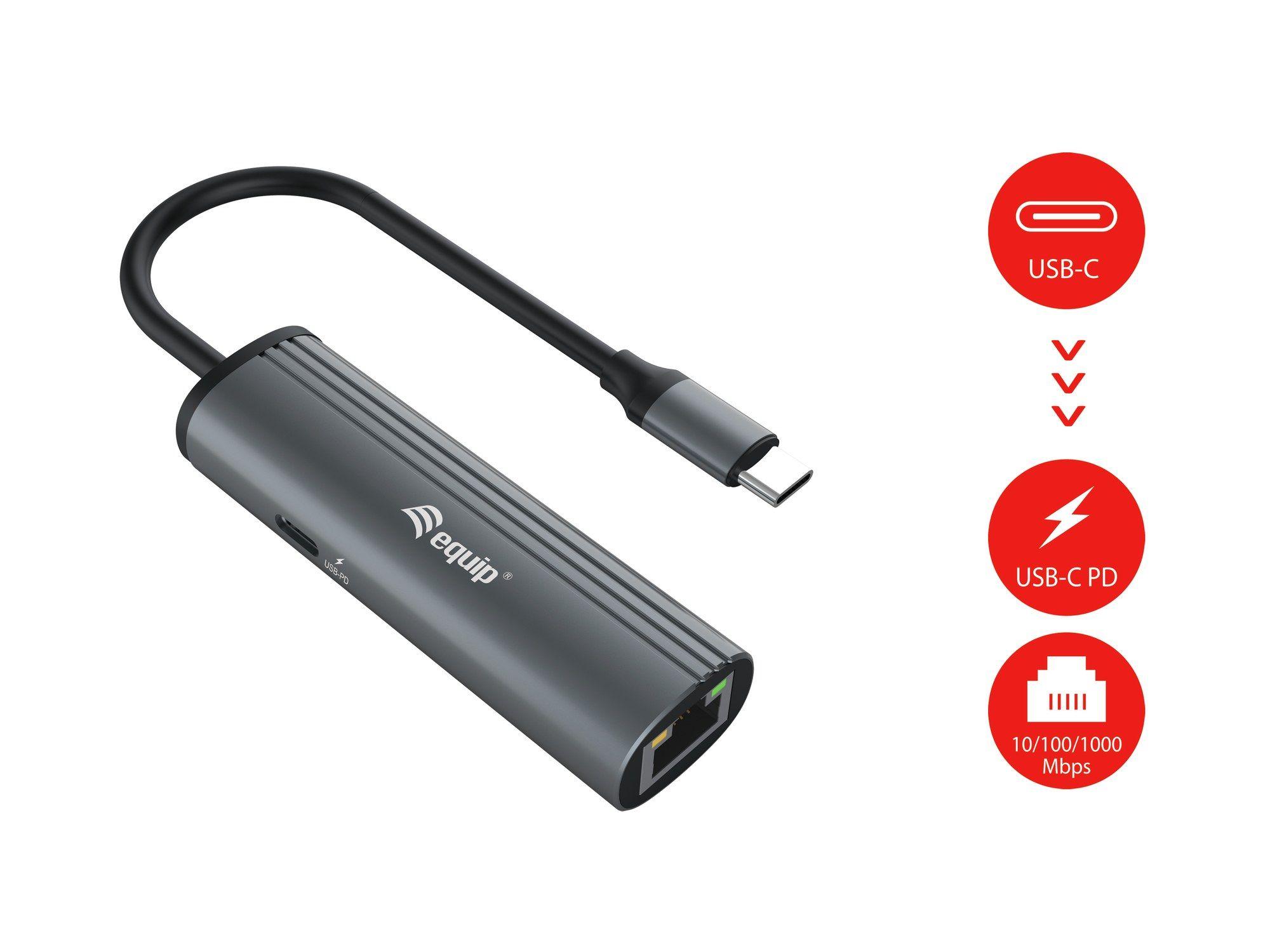 Adaptador de Rede USB-C para RJ45 EQUIP 133486 (Preto/Cinzento), miniatura 2
