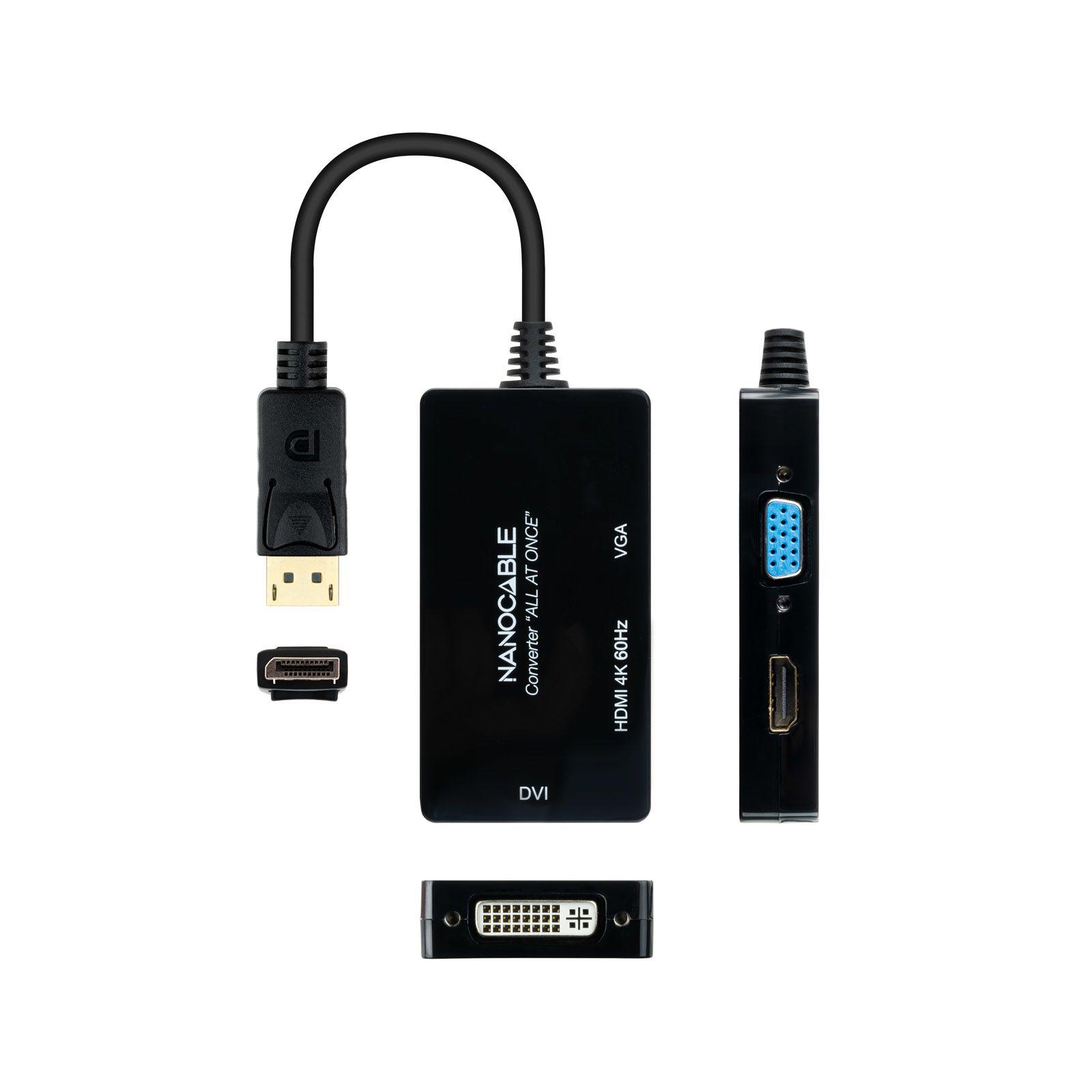 Conversor DisplayPort para HDMI/DVI/VGA NANOCABLE 10.16.3301-ALL (0,2 m - DVI-D + VGA - Preto) — miniatura 3