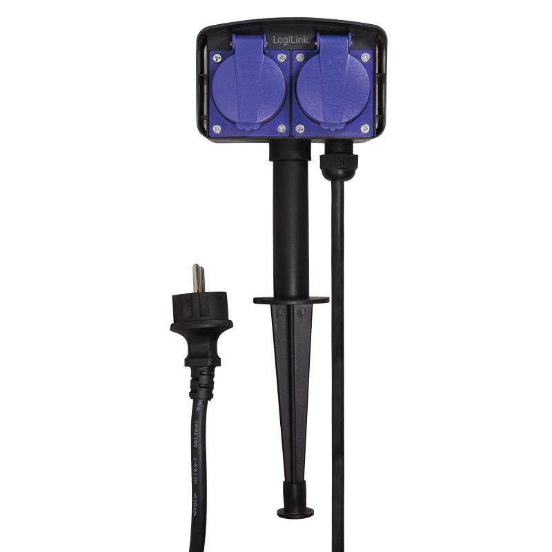 Distribuidor Elétrico de Exterior LOGILINK LPS214 (Preto e Azul)