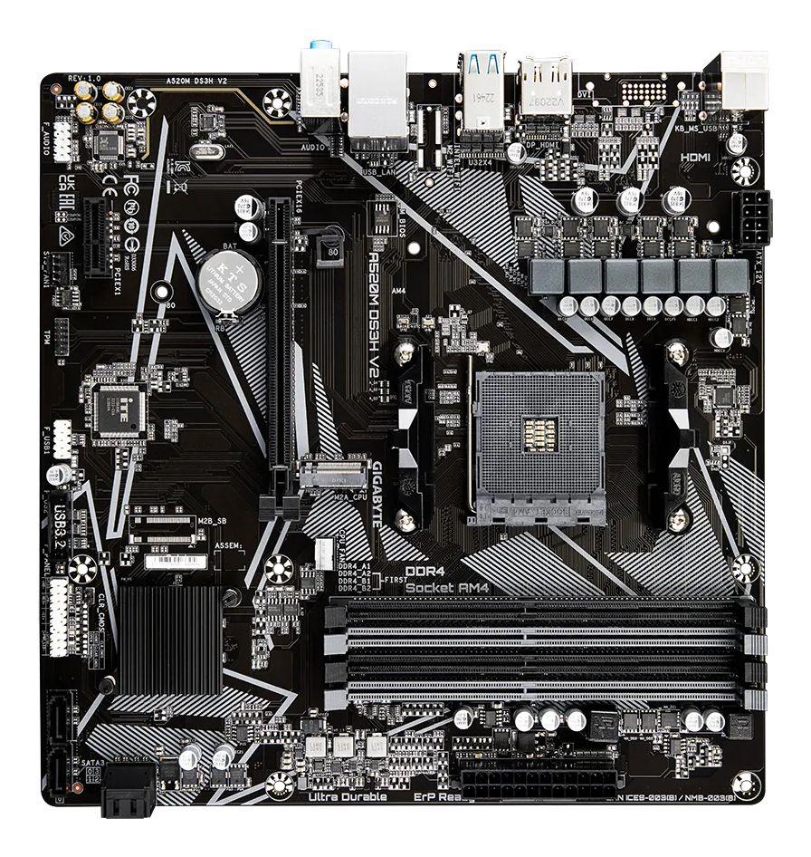 Motherboard GIGABYTE A520M DS3H V2 (AM4 - micro ATX - Duplo canal - Preto) — miniatura 2