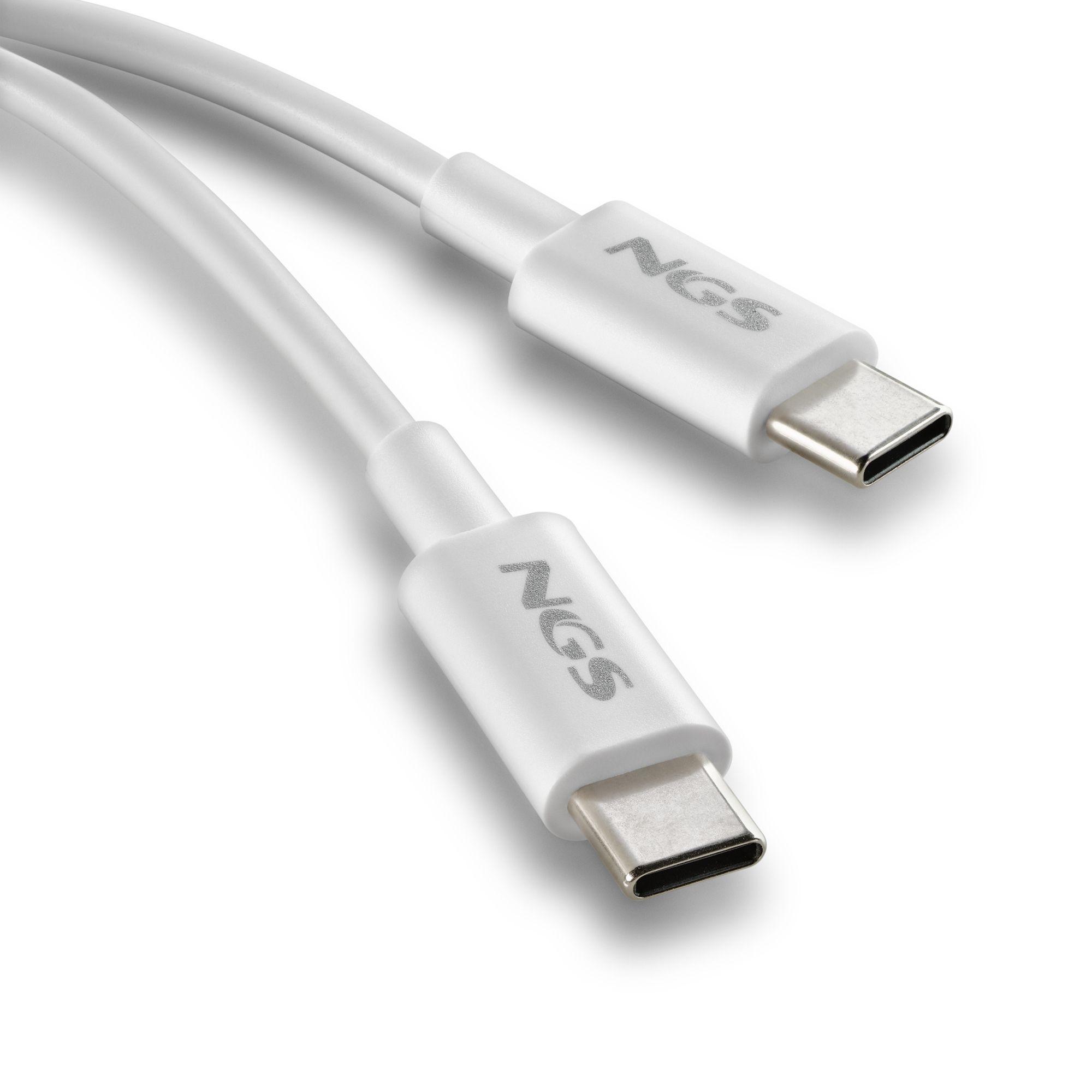Cabo USB-C para USB-C NGS ZYRO 60W-1 (1 m - USB C - Branco) — miniatura 3