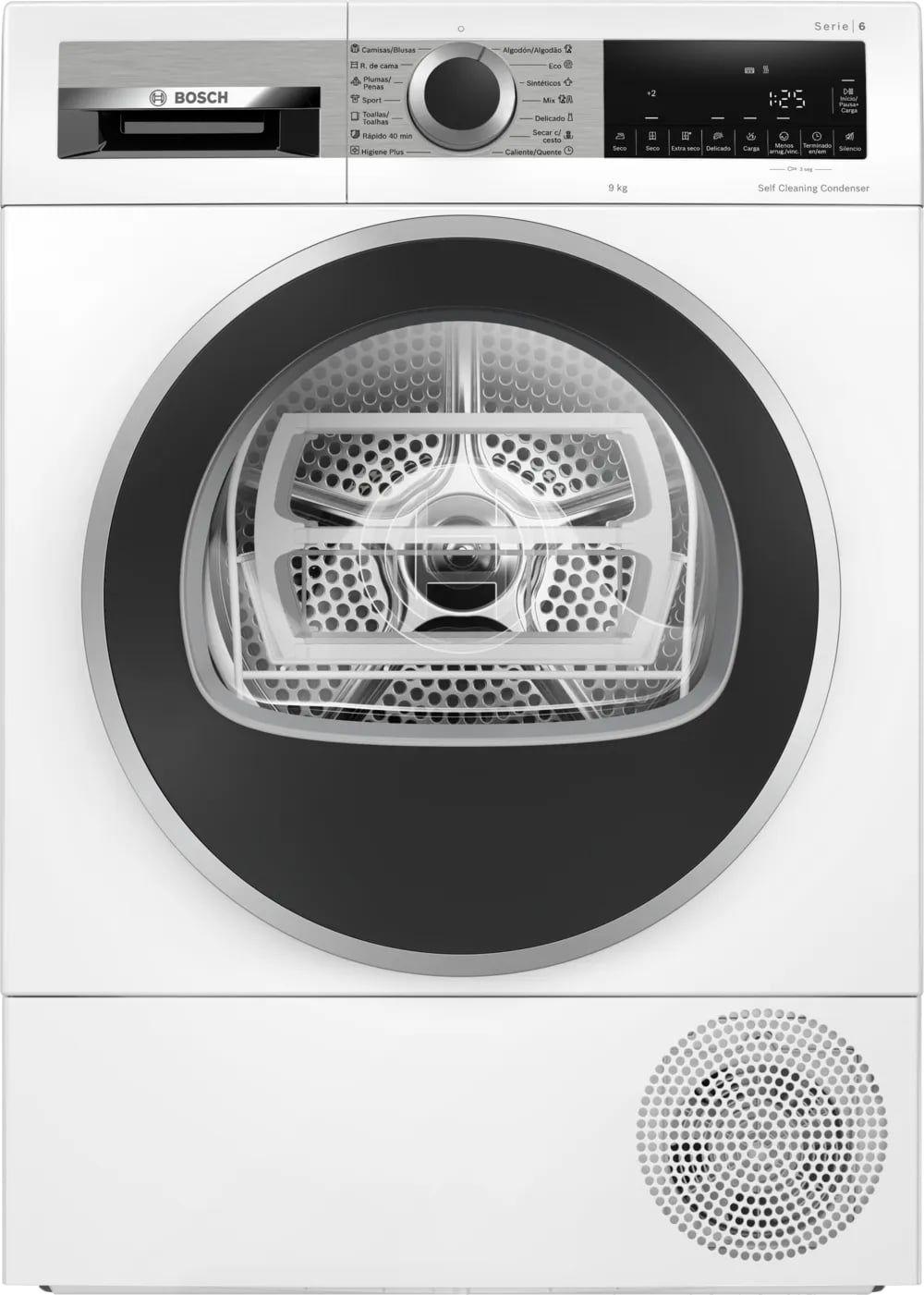 Máquina de Secar Roupa Independente BOSCH WQG245D1ES (9 kg - Bomba de calor - Direita - Branco)