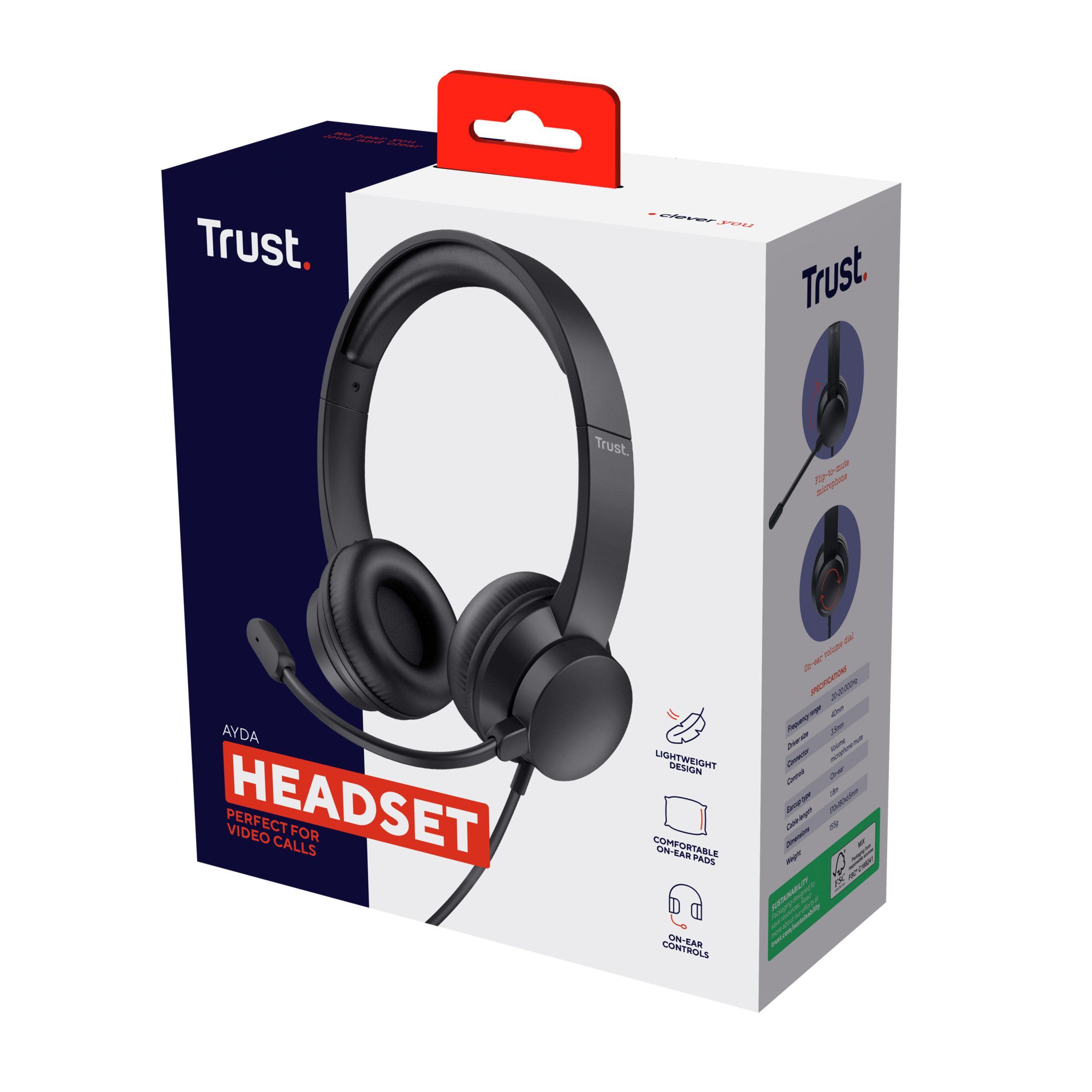 Headset TRUST Ayda (Binaural - Com fios - Supra-aural - Preto) — miniatura 6