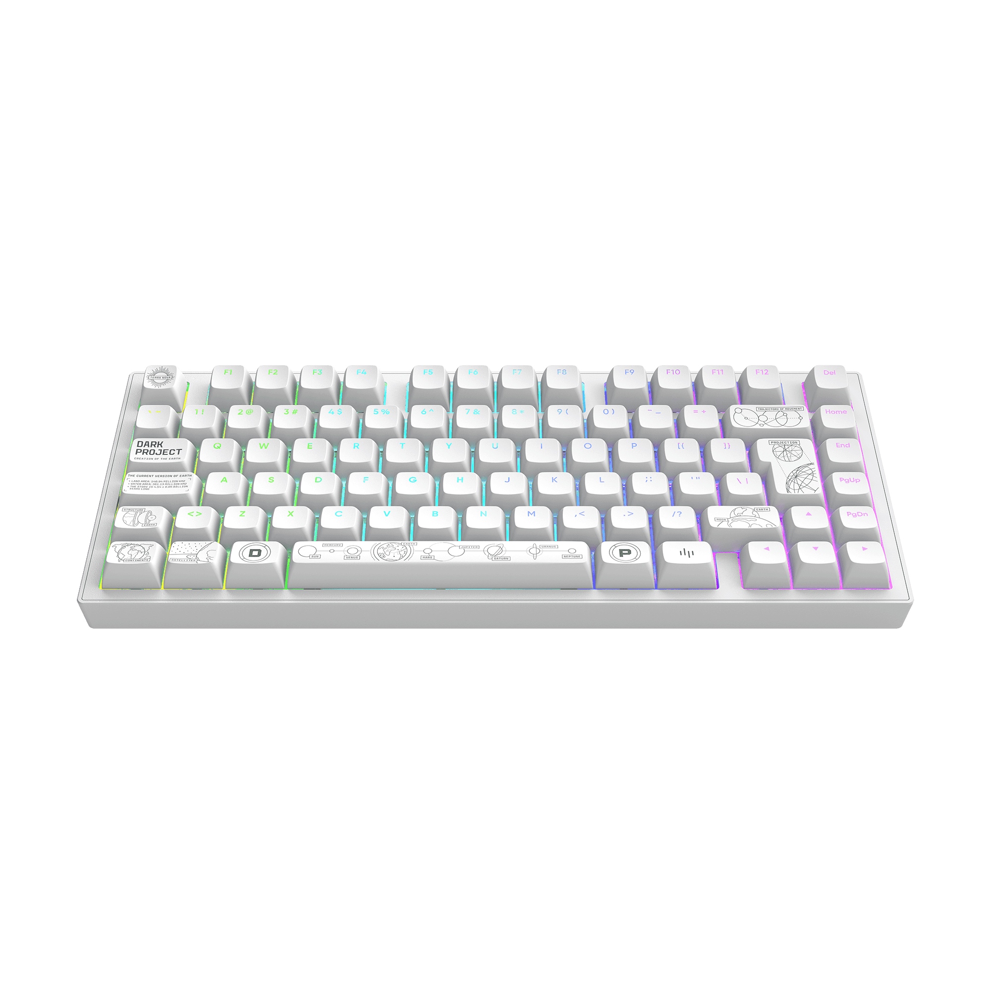 Teclado Gaming DARK PROJECT ALU81 Terra Nova (75% - USB + RF Wireless + Bluetooth - 2.4 Ghz, Bluetooth - Branco)