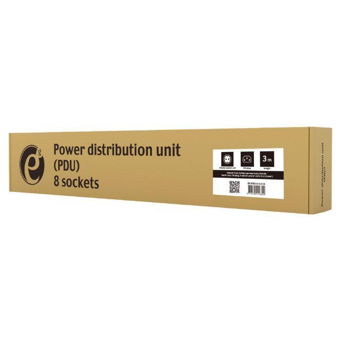 Régua PDU GEMBIRD EG-PDU-014-C14 (8x Schuko - 1U - Preto), miniatura 4