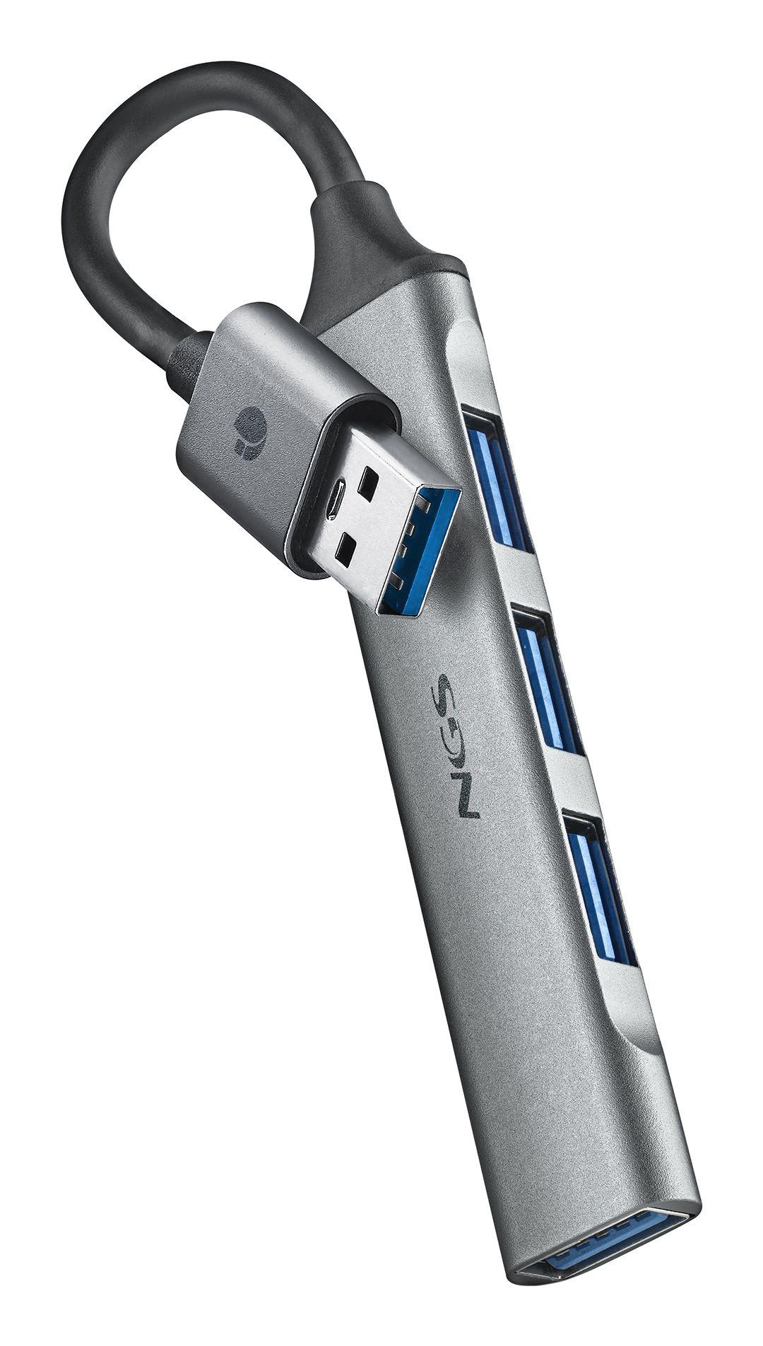 Hub USB NGS IHUB4 MICRO (0,1 m - Prateado)