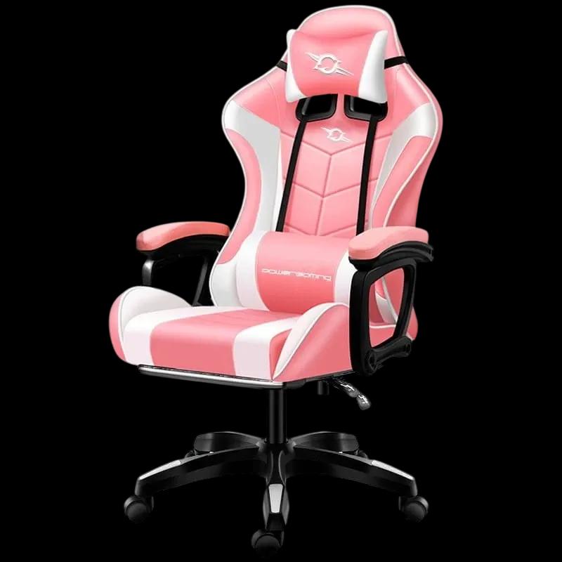 Cadeira Gaming POWERGAMING 813 (Couro sintético - Branco/Rosa)