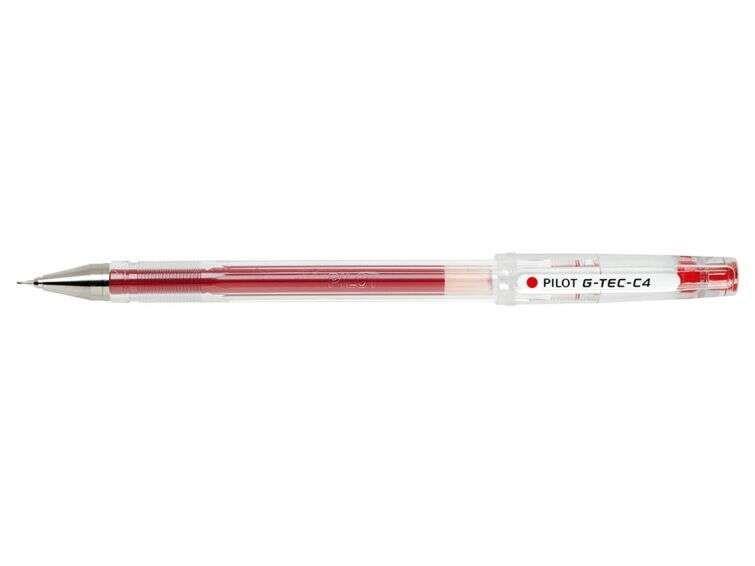 Caneta de Tinta Gel PILOT G-Tec-C4 (Plástico transparente - Vermelho)