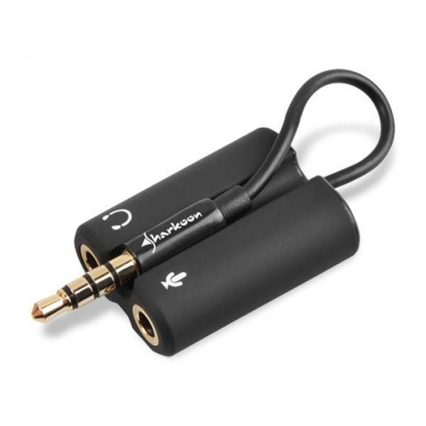 Adaptador de Áudio SHARKOON PMP35 (Jack estéreo 3,5 mm fêmea para jack 3,5 mm macho de 4 polos - Preto) — miniatura 2