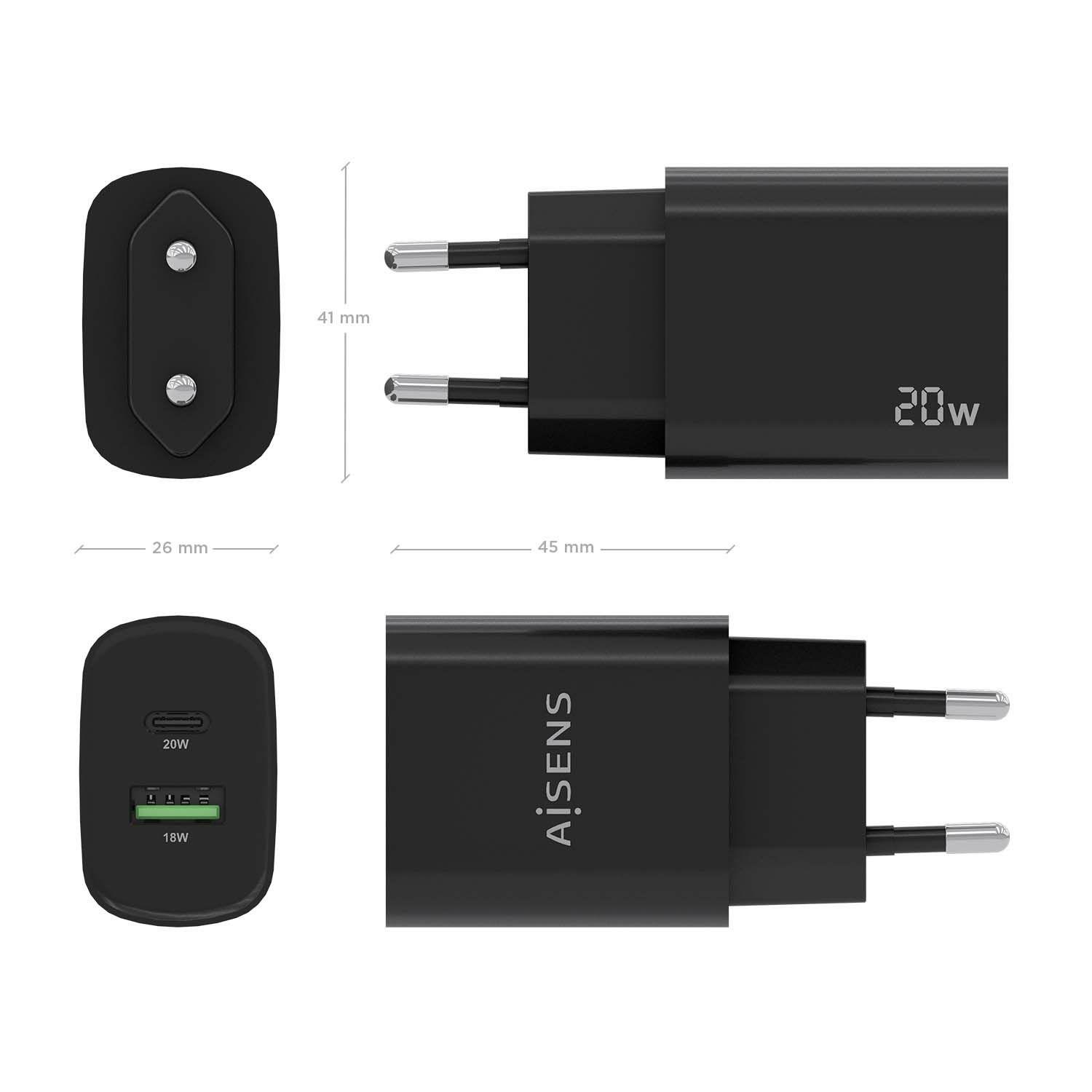 Carregador de Parede AISENS A110-0755 (20 W - Preto), miniatura 4