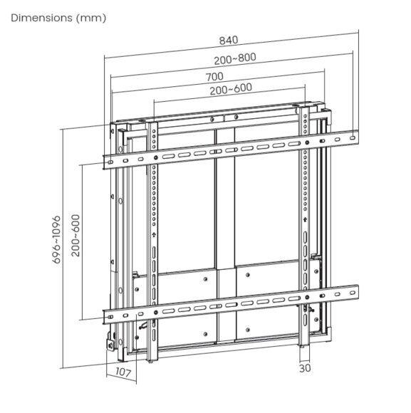 Suporte de Parede TV Interativo EQUIP 650346 (60-100" - 90 kg - Preto), miniatura 11