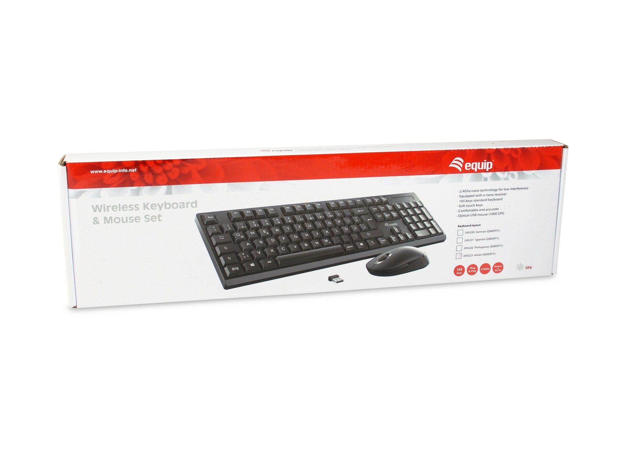 Conjunto Teclado e Rato Sem Fios EQUIP 245222 (Português - Tamanho completo - RF Wireless - Preto) — miniatura 6