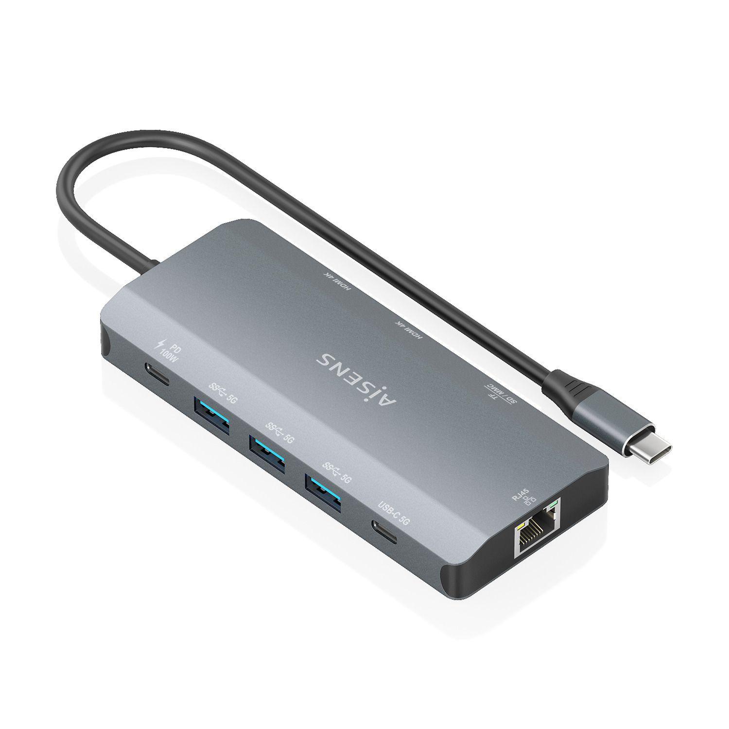 Docking Station USB-C AISENS ASUC-10P052-GR (0,2 m - Cinzento), miniatura 2