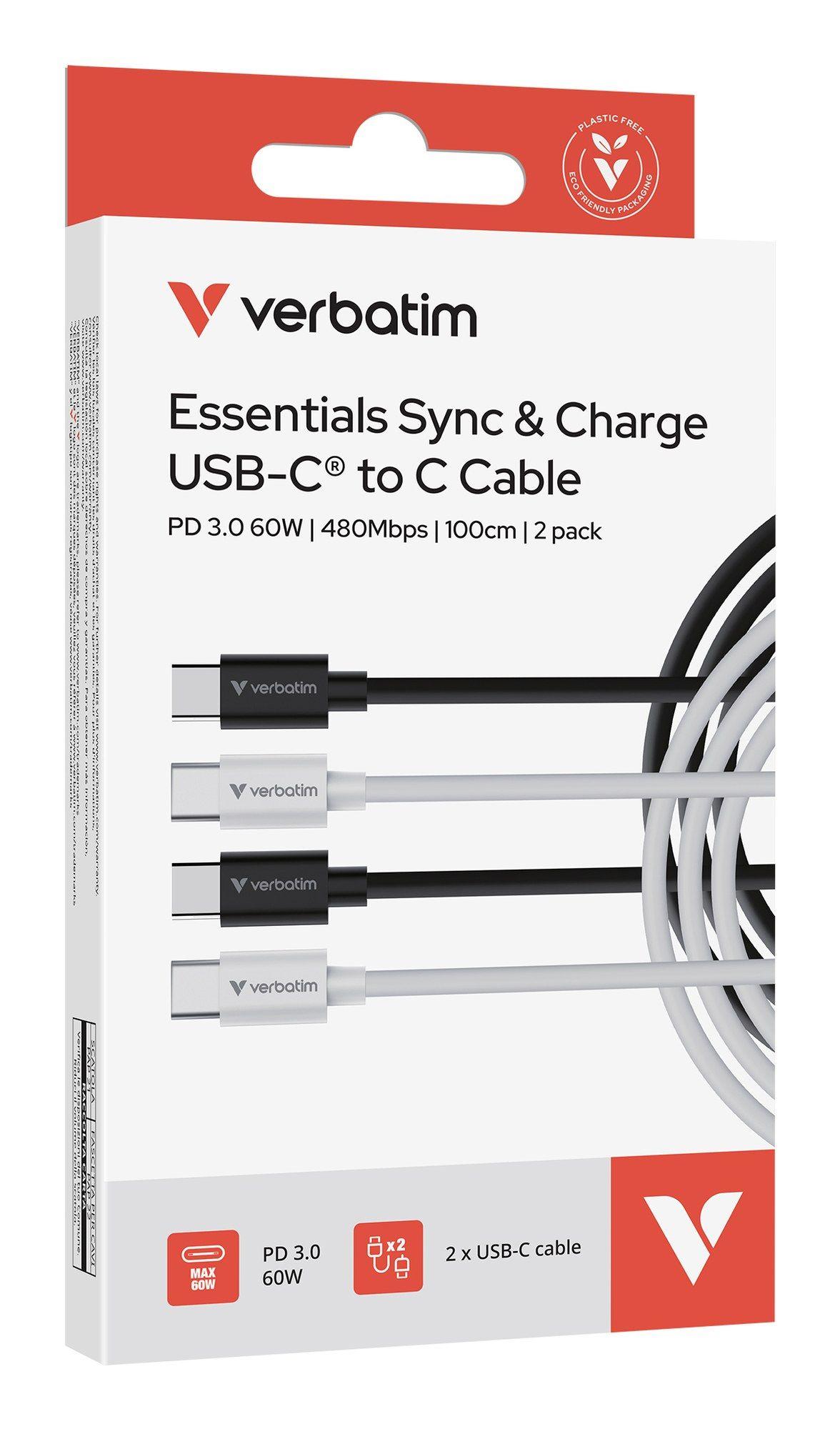 Cabo USB-C VERBATIM 32391 (1 m - USB-C macho - Preto e Branco) — miniatura 5