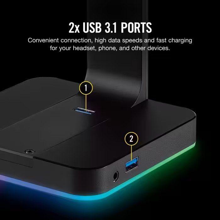 Suporte para Auscultadores CORSAIR ST100 RGB Premium (USB Type-A - Preto), miniatura 5