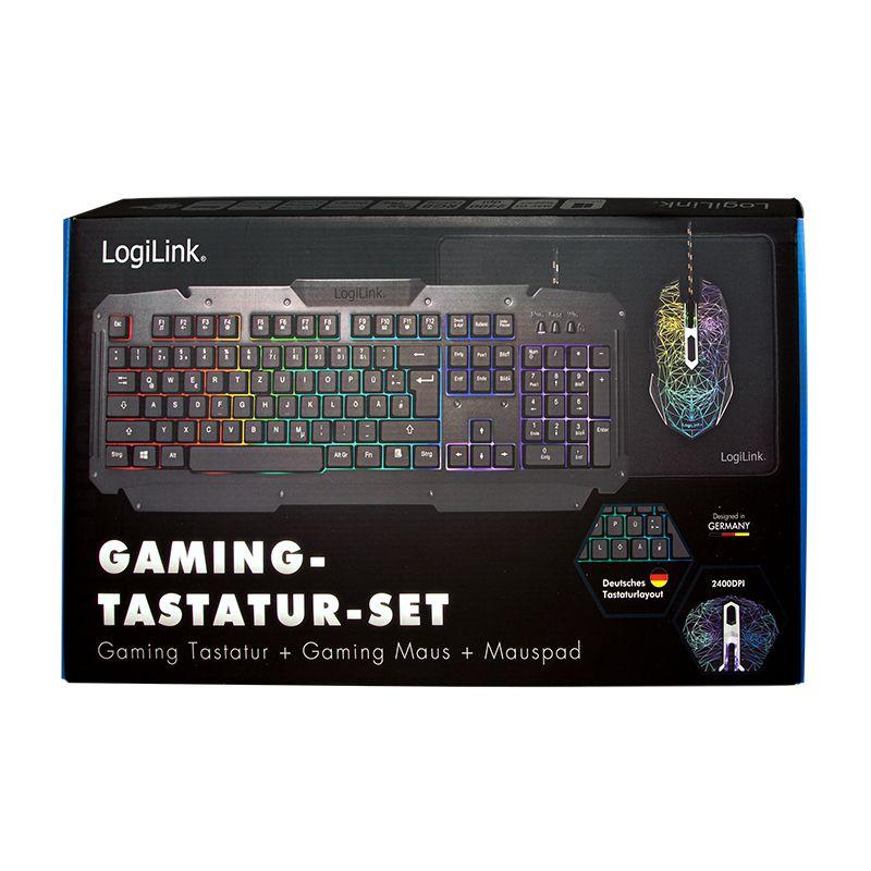 Conjunto Teclado, Rato e Tapete Gaming LOGILINK ID0185 (Inglês - Membrana - Tamanho completo - Preto) — miniatura 9