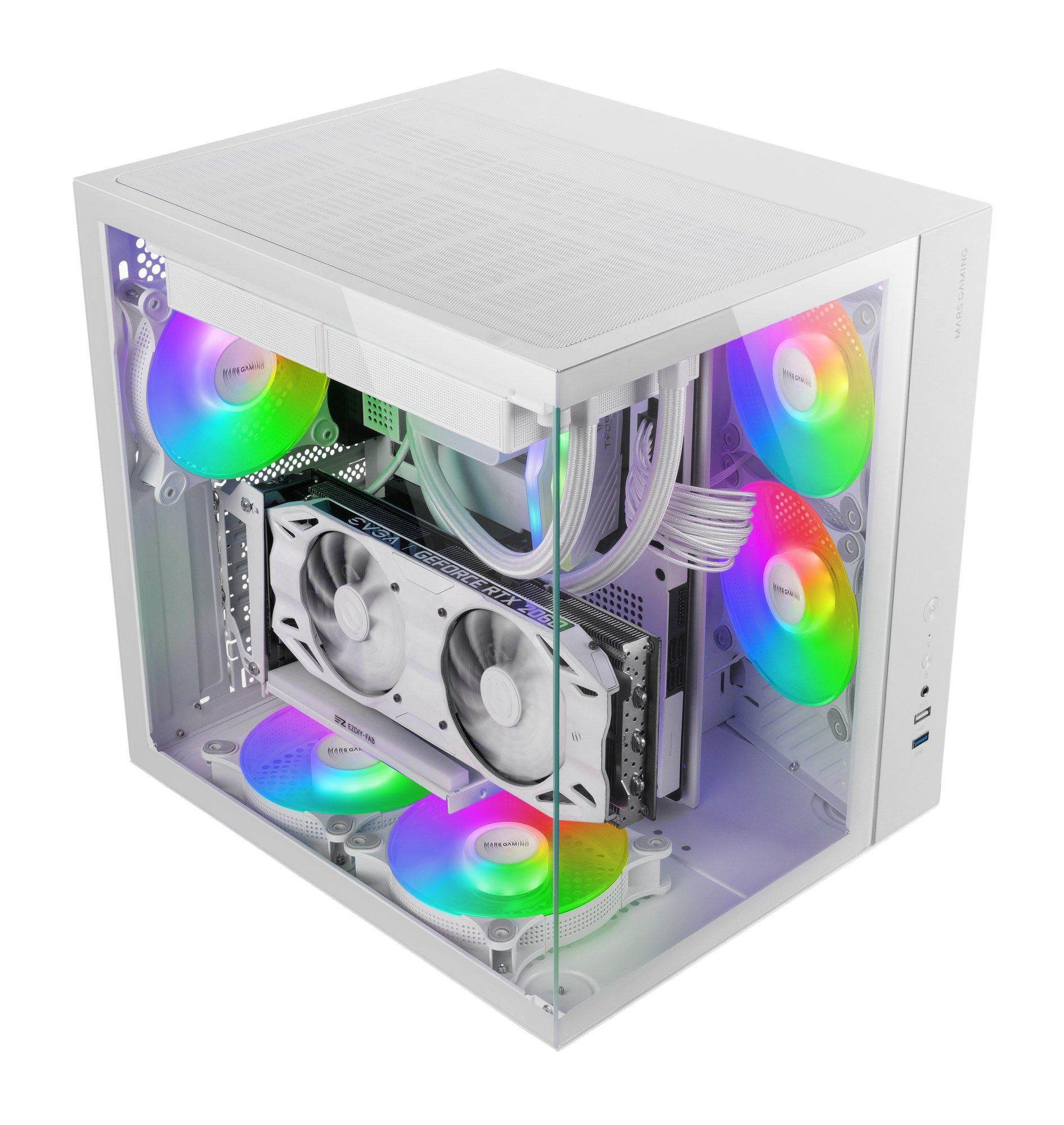 Caixa de Computador MARS GAMING MCV-ONEW (ATX, Micro ATX, Mini-ITX - ATX Cube, Midi Tower - Aço, vidro temperado - Branco) — miniatura 2