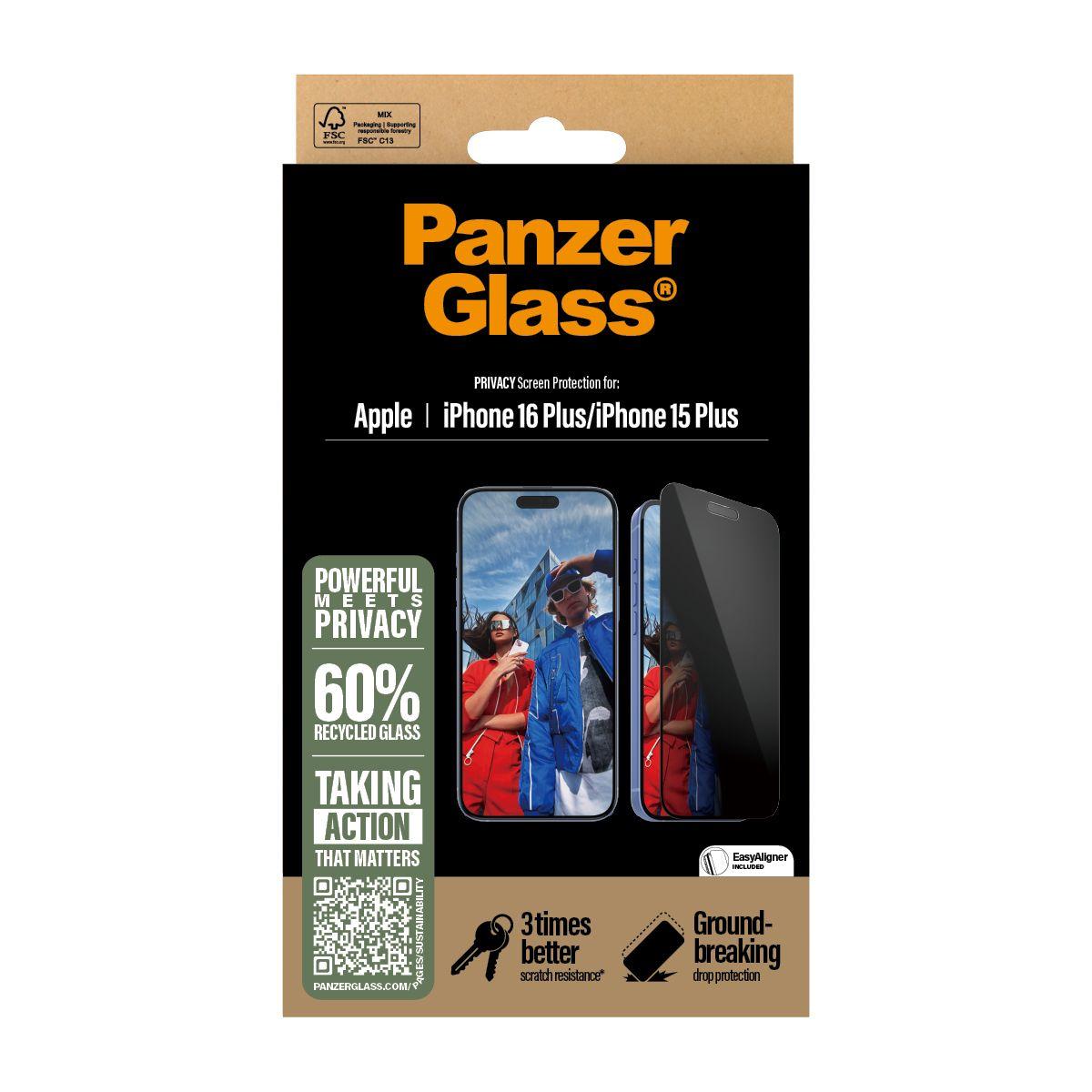 Película de Proteção de Ecrã PANZERGLASS iPhone 16/15 Plus UWF (Apple - Transparente) — miniatura 3