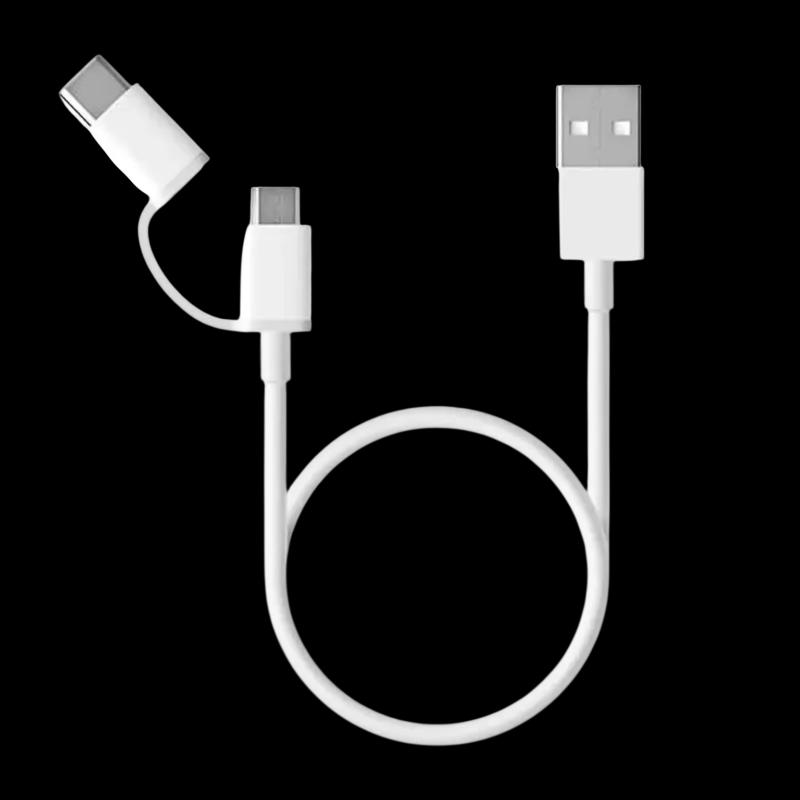 Cabo USB 2 em 1 XIAOMI Mi Charging SJV4083TY (0,3 m - Micro-USB B - USB A - Branco)