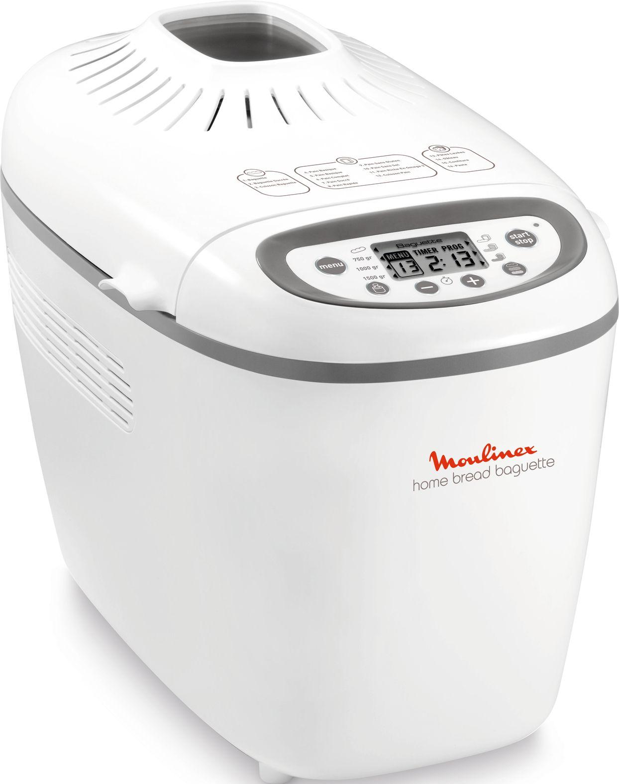 Máquina de Fazer Pão MOULINEX OW610110 (Altura 33 cm - Branco e Cinzento)