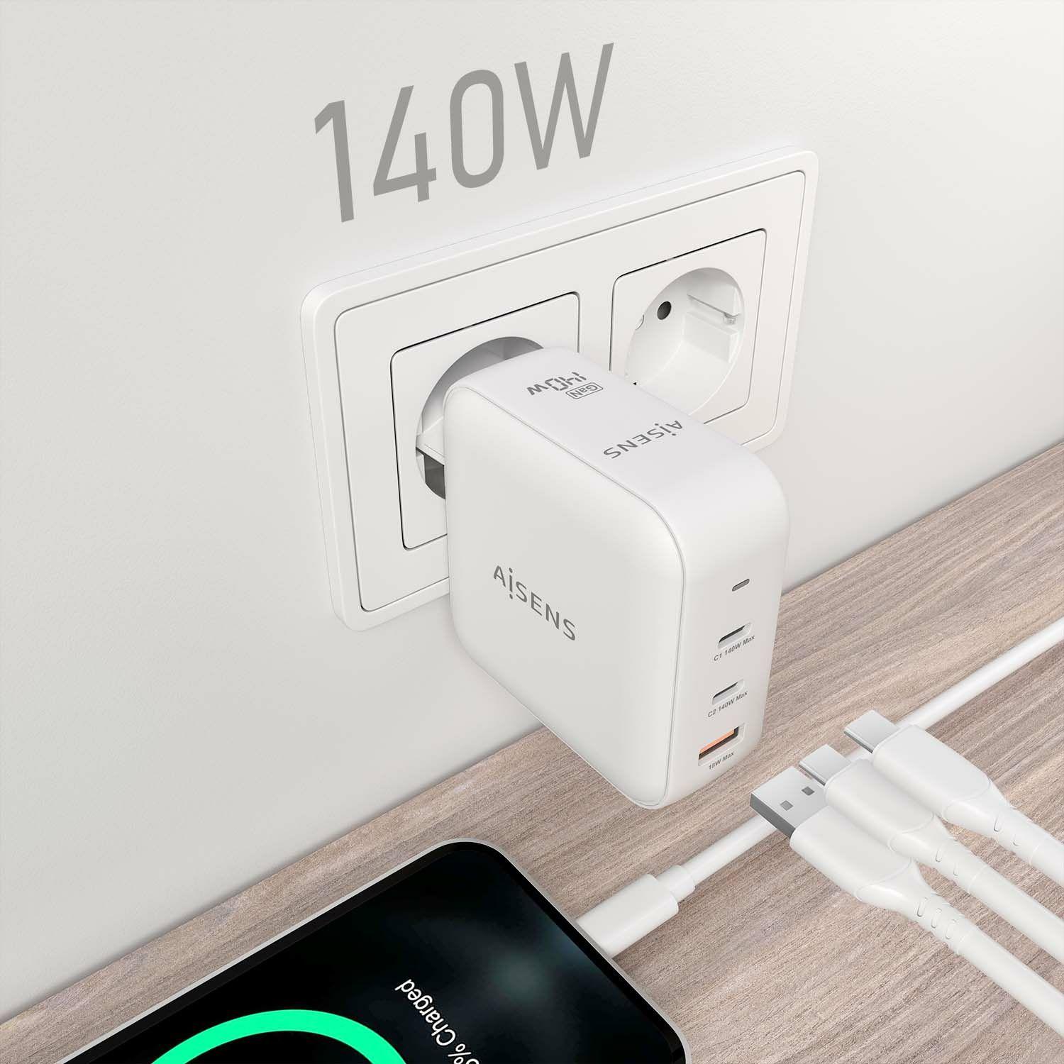Carregador de Parede AISENS ASCH-140W3P030-W (140 W - Branco), miniatura 4