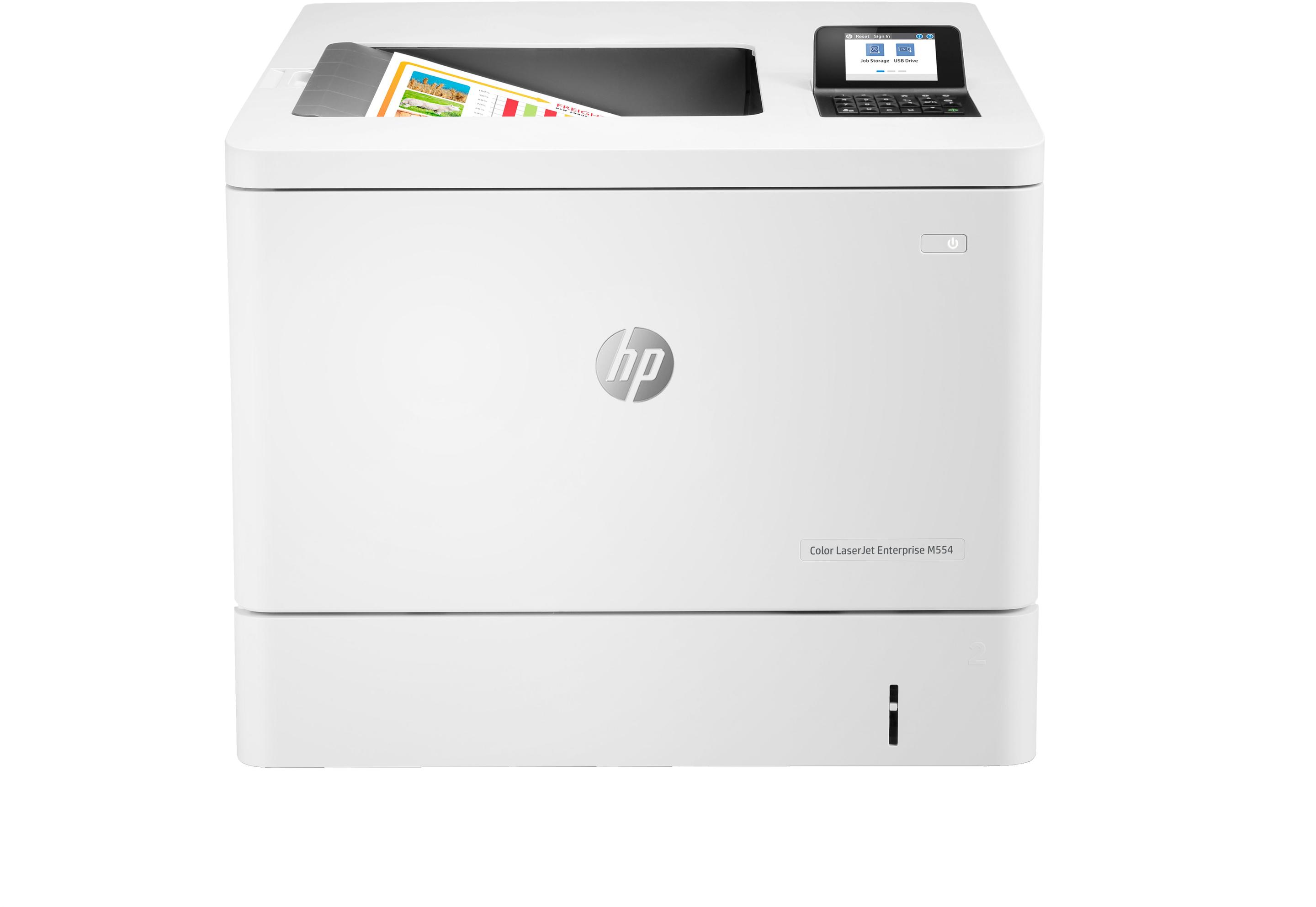 Impressora Laser a Cores HP Color LaserJet Enterprise M554dn (A4 - Impressão a cores - 650 folhas - Branco)