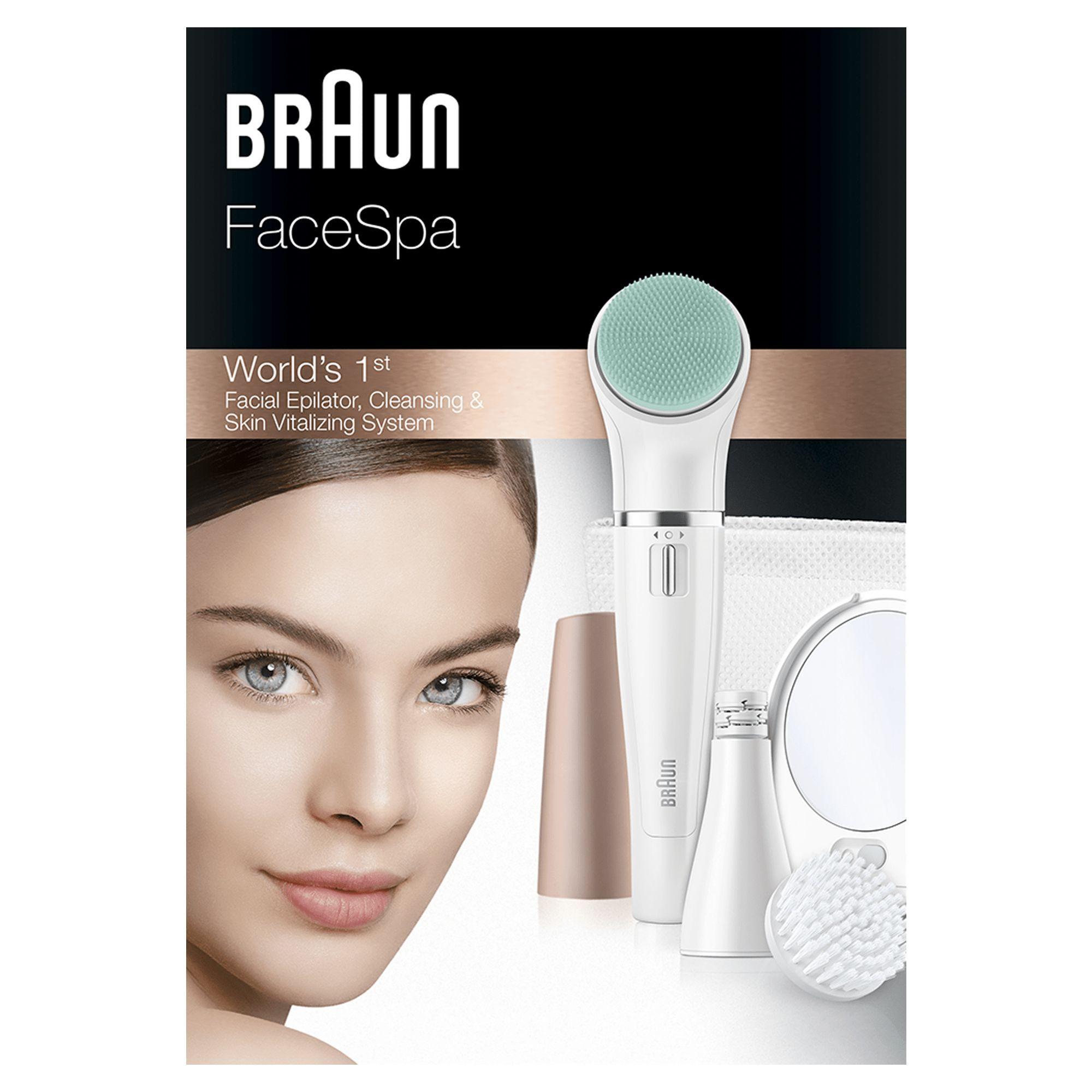 Depiladora Facial e Escova de Limpeza BRAUN FaceSpa SE 851V (Dourado e Branco), miniatura 2