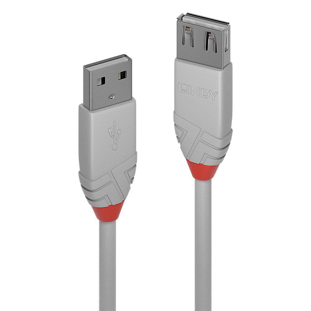 Cabo de Extensão USB LINDY 36712 (1 m - USB A - Cinzento)