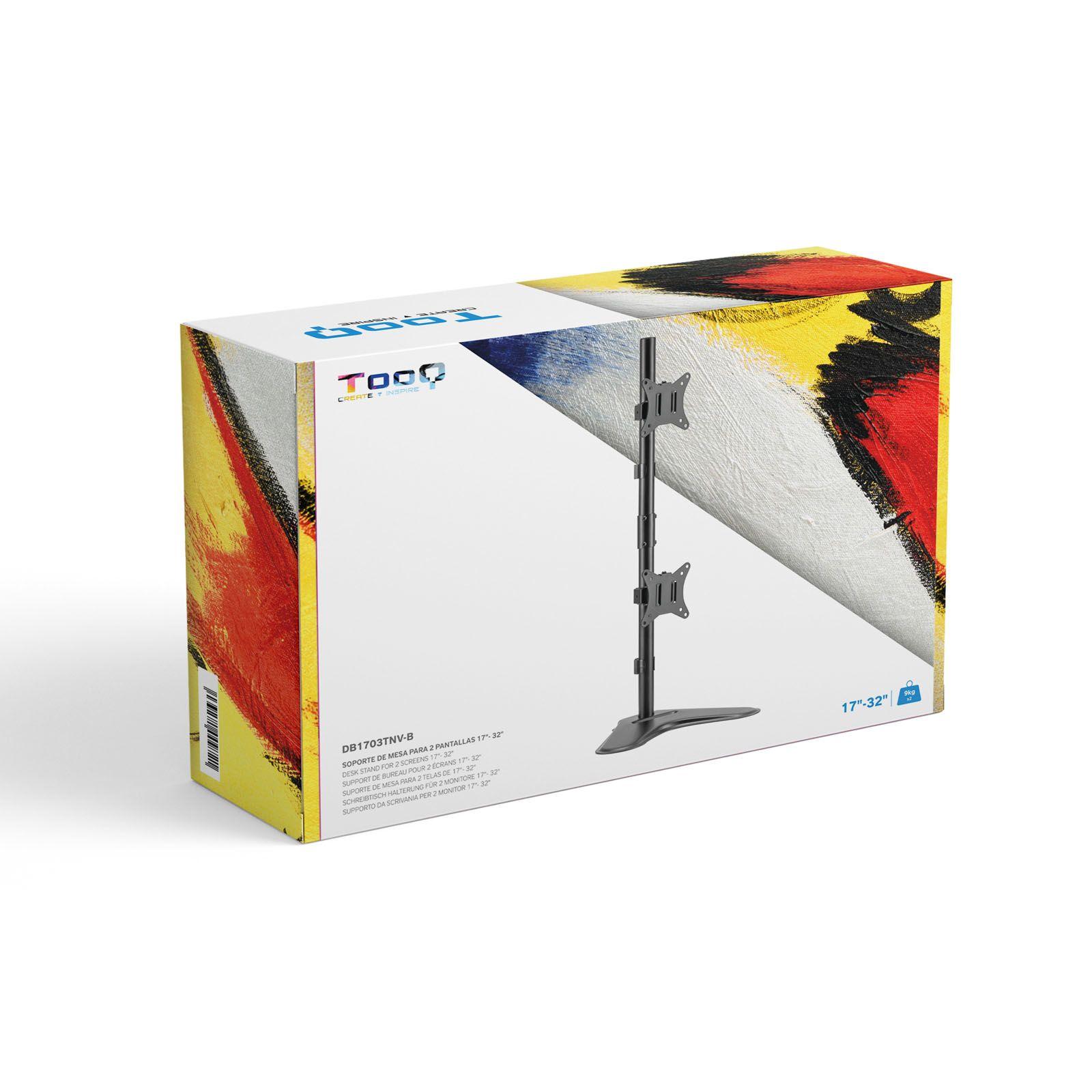 Suporte de Secretária para 2 Monitores TOOQ DB1703TNV-B (100 x 100 mm - 75 x 75 mm - 81,3 cm - Preto), miniatura 7