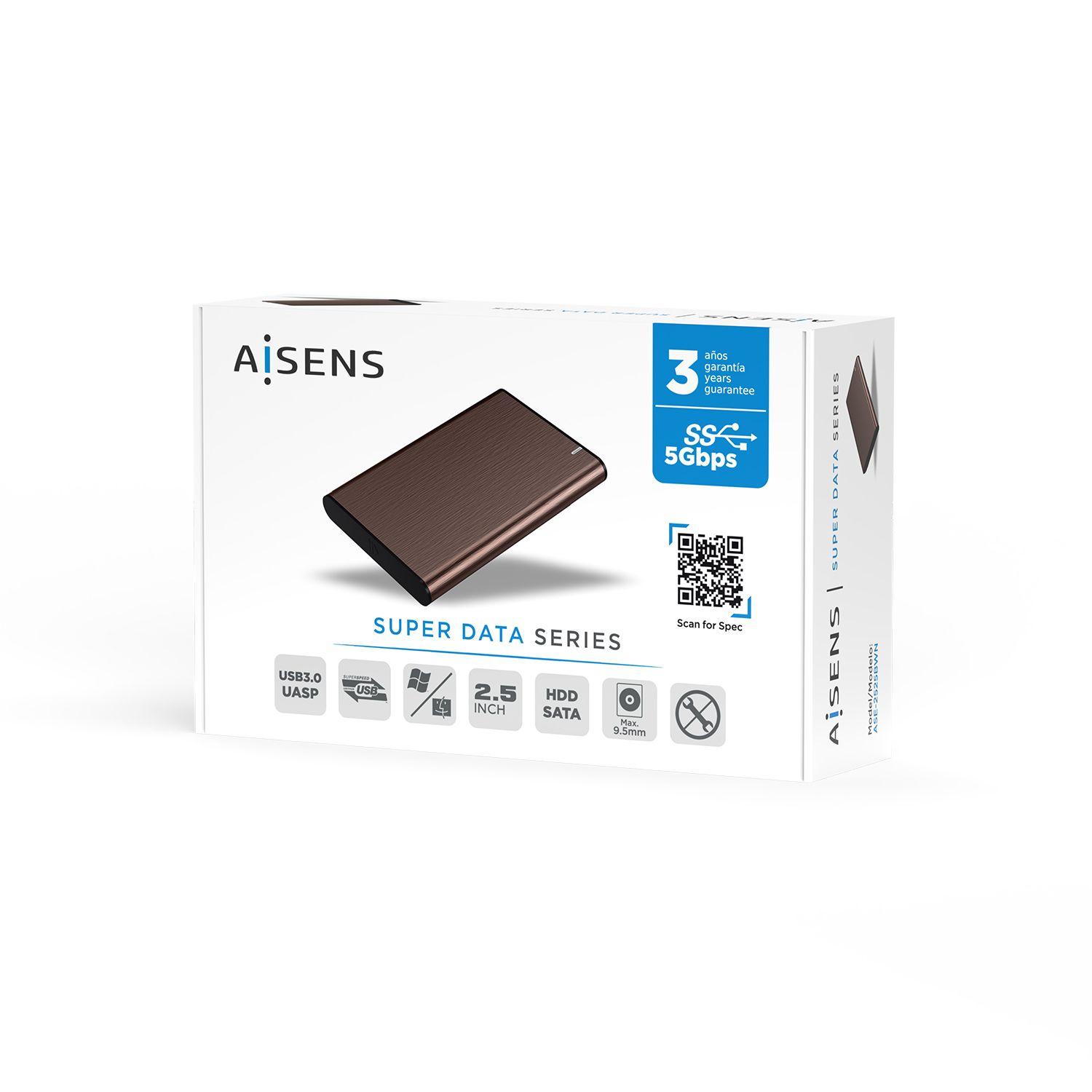 Caixa Externa AISENS ASE-2525BWN (2.5" - 4200 RPM, 5400 RPM, 7200 RPM - Castanho), miniatura 7