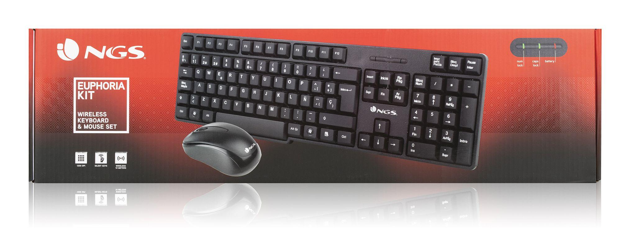 Teclado e Rato NGS Euphoria Kit (Espanhol - Tamanho completo - RF Wireless - Preto), miniatura 9
