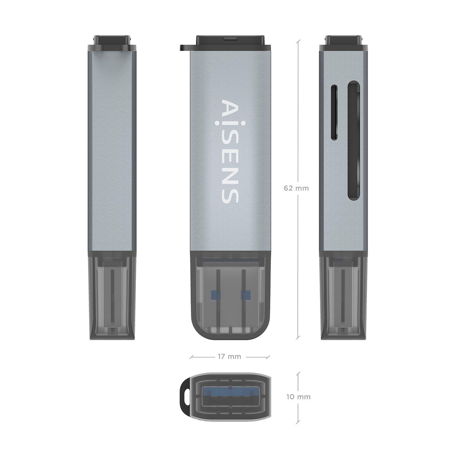 Leitor de Cartões AISENS ASCR-2A09-GR (Cinzento) — miniatura 4
