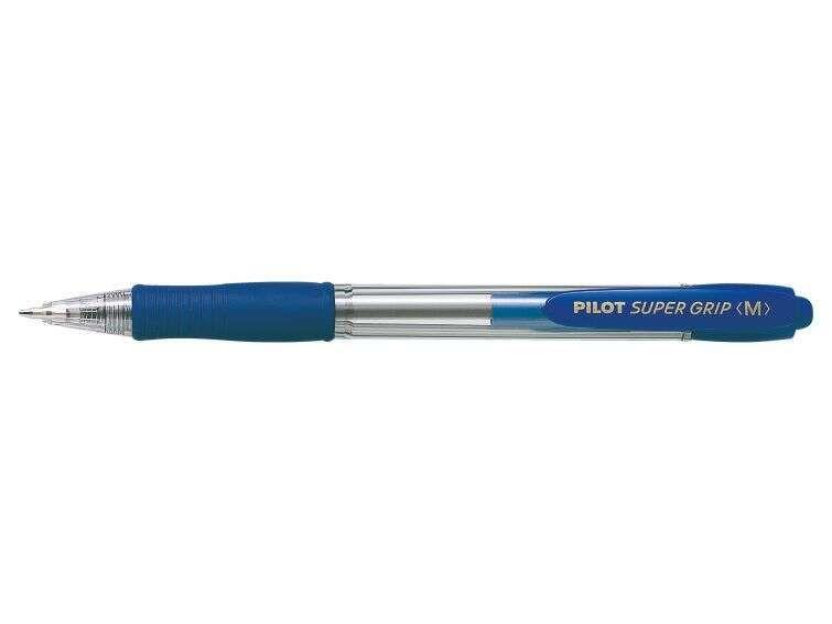 Caneta Esferográfica PILOT Super Grip Medium (Azul/Transparente)